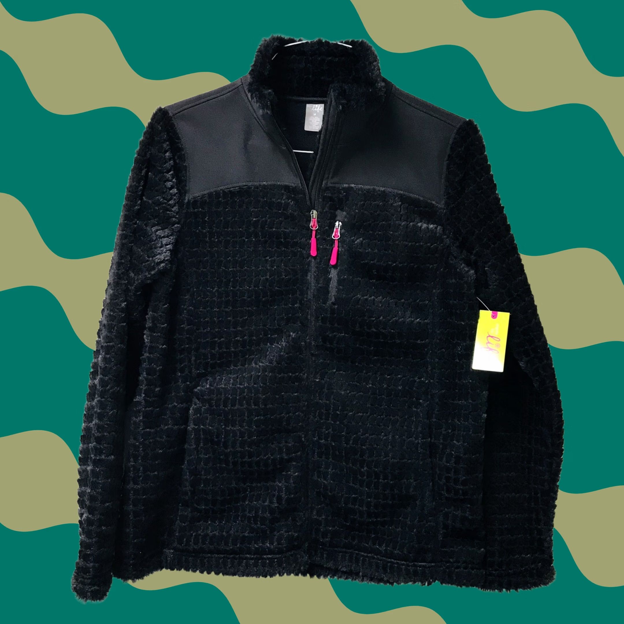 Alife Made for Life Women Black Textured Cozy Full Zip Jacket M Size M / US 6-8 / IT 42-44 - 1 Thumbnail