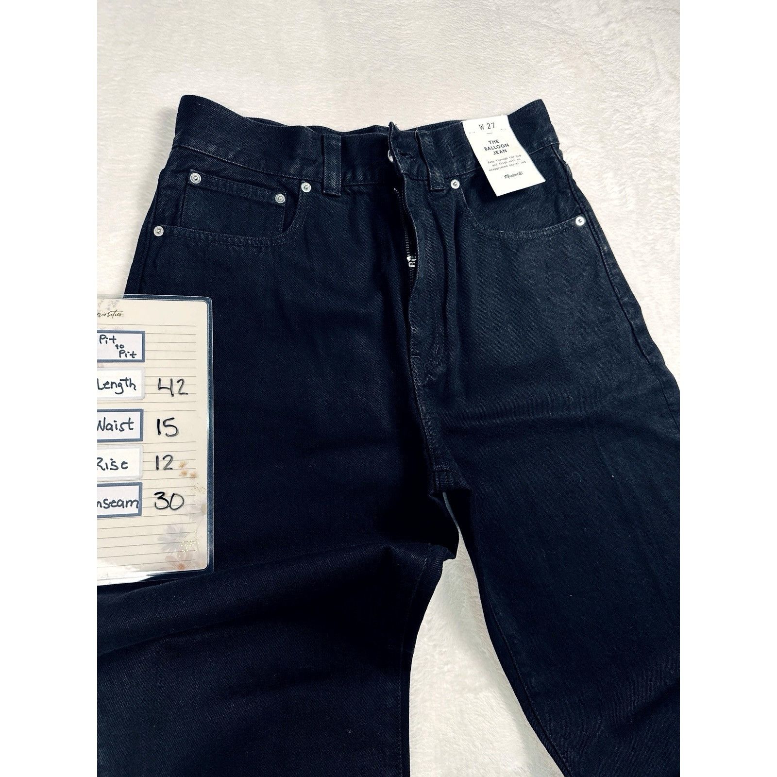 Madewell Madewell The Balloon Jean Black 27 High Rise Rigid Denim NWT Size 27" / US 4 / IT 40 - 10 Thumbnail