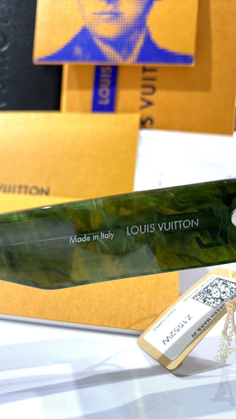 Louis Vuitton Louis Vuitton Cyclone Green Marble Sunglasses Size ONE SIZE - 7 Thumbnail