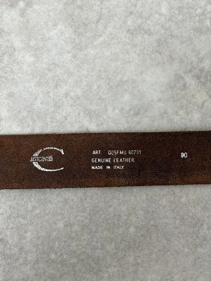Just Cavalli 2000s Cavalli Brown Eroded Premium Leather Belt Size ONE SIZE - 8 Thumbnail