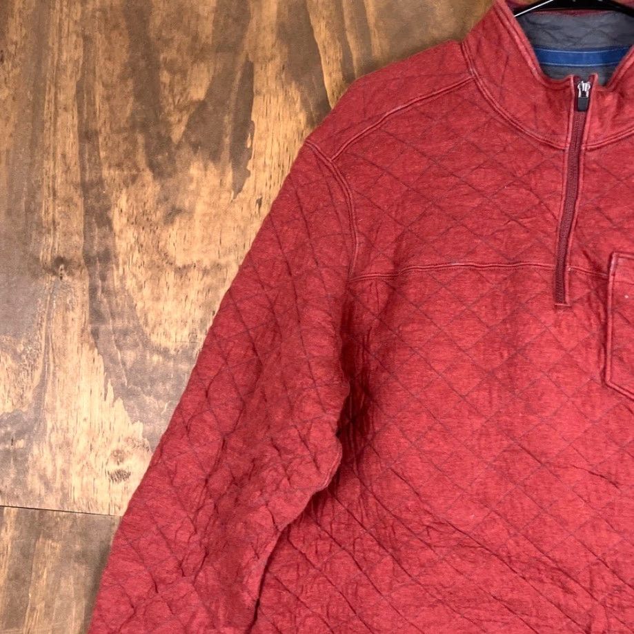 Eddie Bauer VINTAGE Eddie Bauer Mens Sweater Red Quilted Pullover 1/4 Zip Mock Neck Large Size US L / EU 52-54 / 3 - 4 Thumbnail