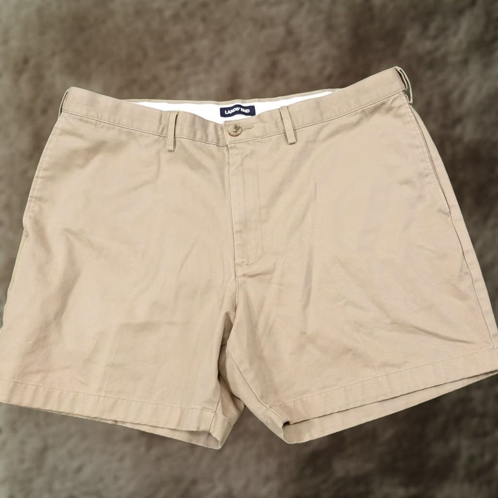 Lands' End Lands' End Mens Beige Chino Shorts Casual 40 Cotton 5 Inseam Traditional Fit Size US 40 / EU 56 - 1 Thumbnail