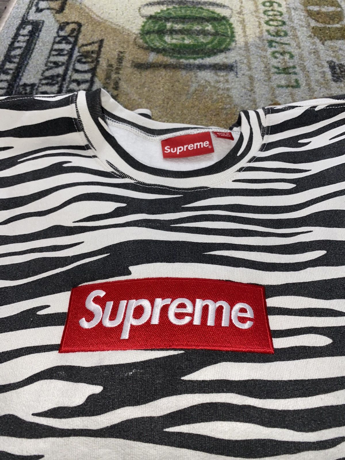 Supreme Box Logo Crewneck (FW22) Zebra