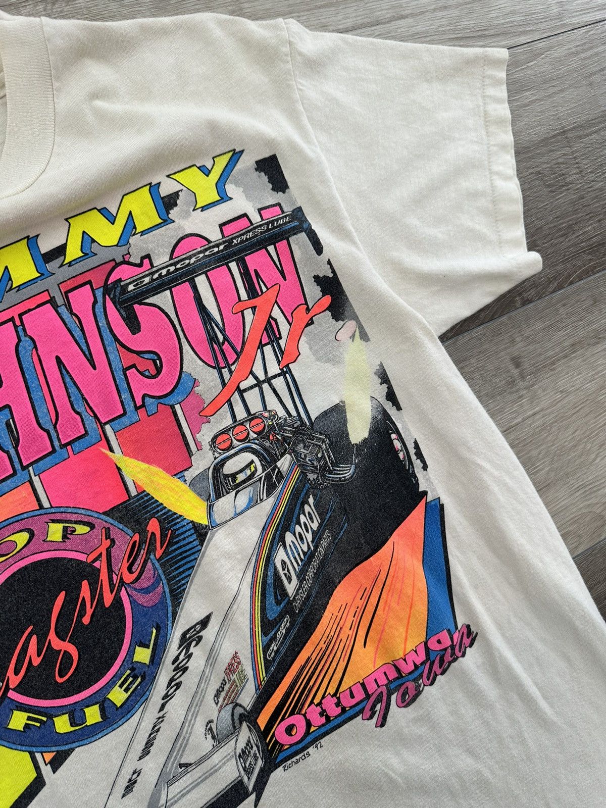 Hanes Single Stitch Neon Tommy Johnson Dragster Fuel White Size US M / EU 48-50 / 2 - 5 Thumbnail