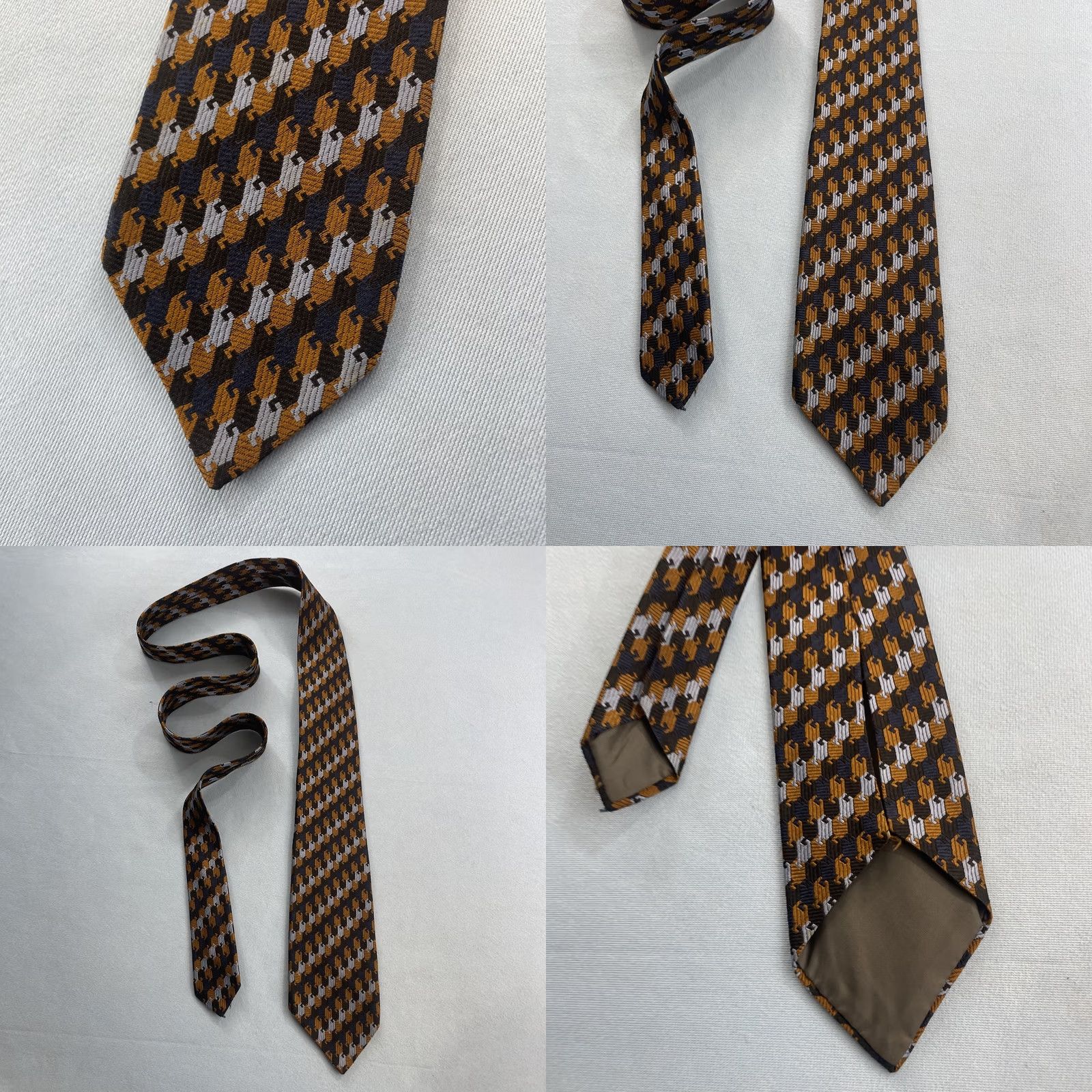 Vintage Vtg 60s Woven Tie Optical Key Checkerboard Geometric Navy Blue Orange White 3x54 Capsule Necktie Size ONE SIZE - 9 Thumbnail
