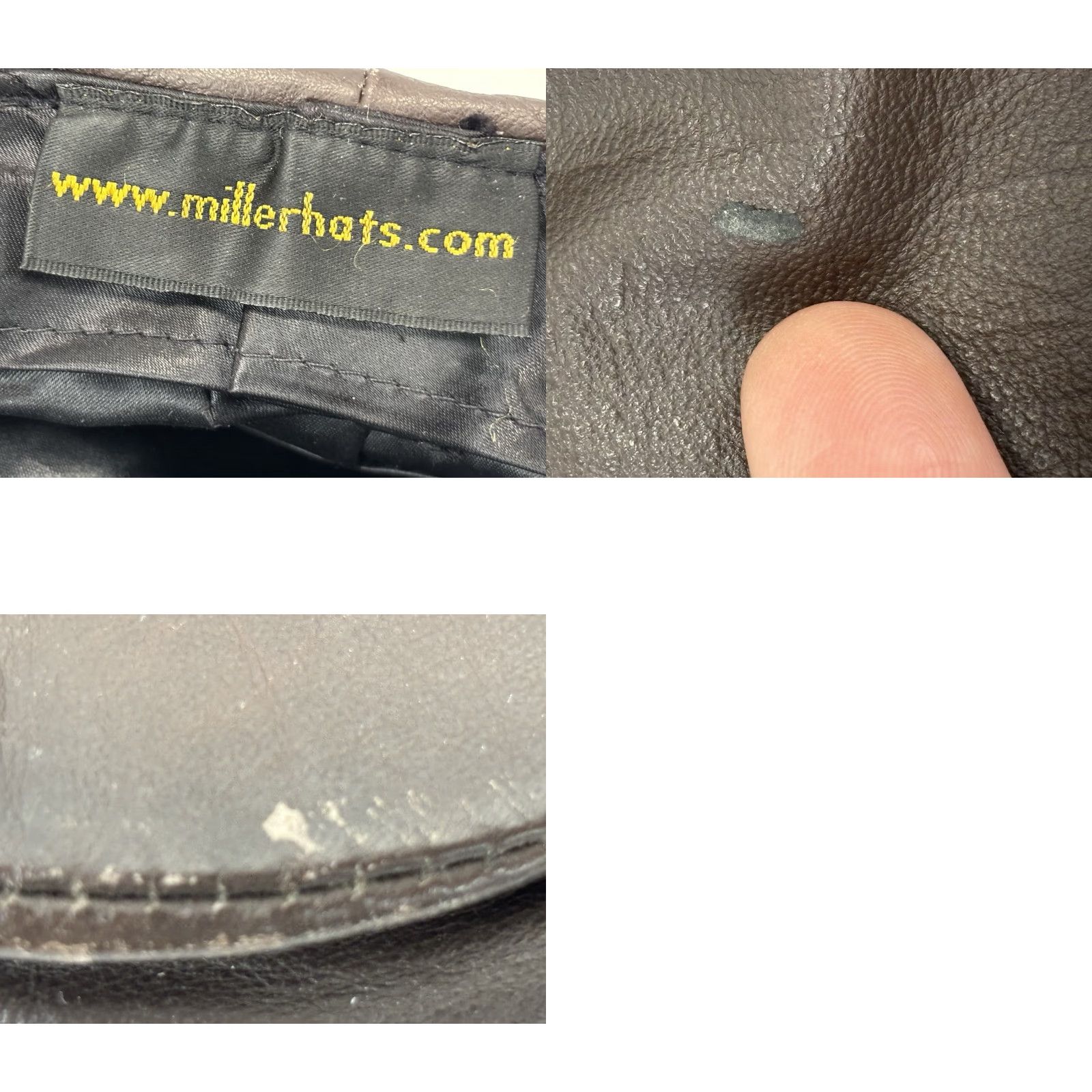 Vintage VINTAGE Miller Hats Leather Flat Cap One Size Brown Made in USA Mens Size ONE SIZE - 8 Thumbnail