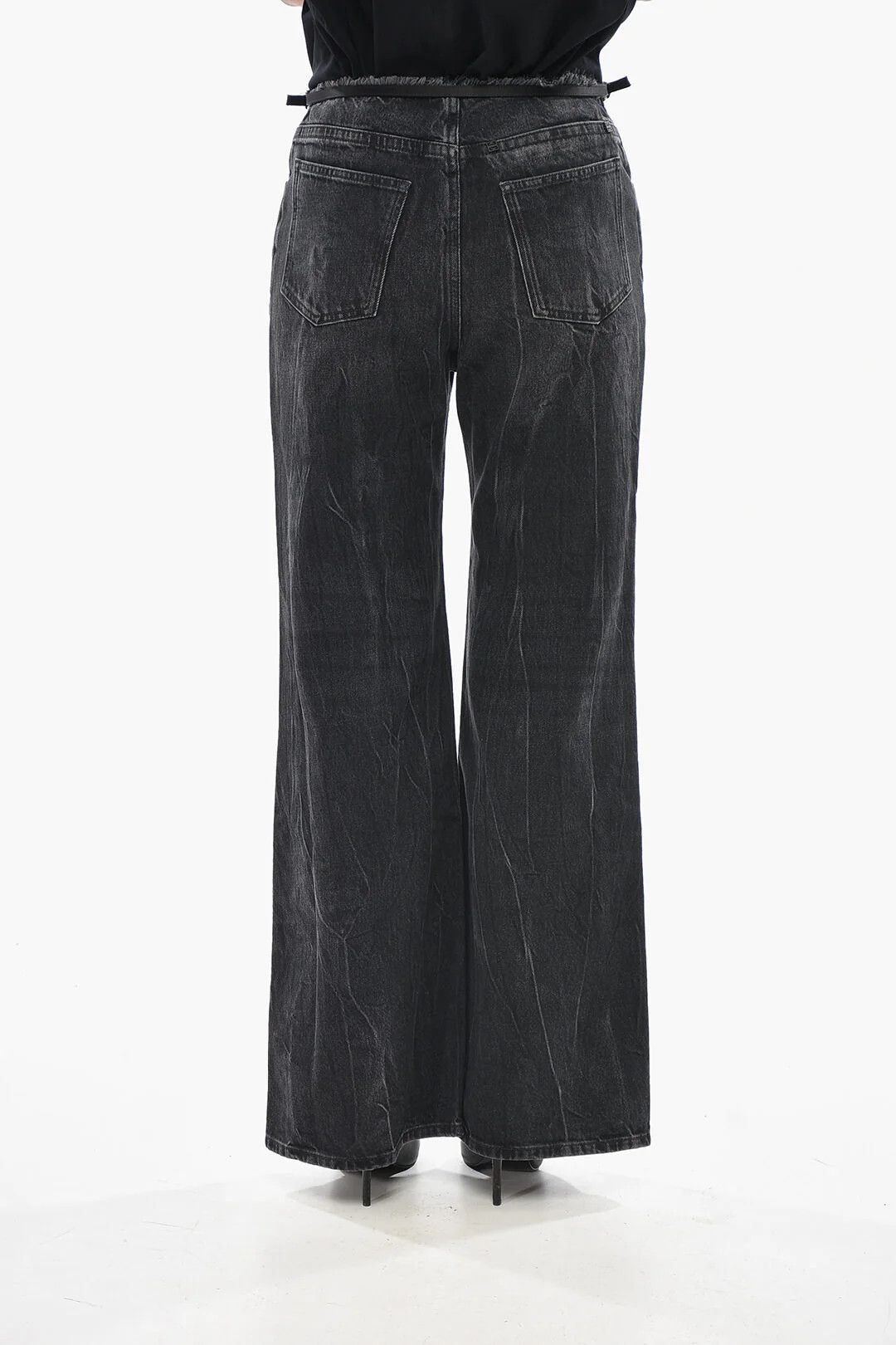 Givenchy og1mm0326 Wide Leg Jeans in Black Size 27" / US 4 / IT 40 - 2 Thumbnail