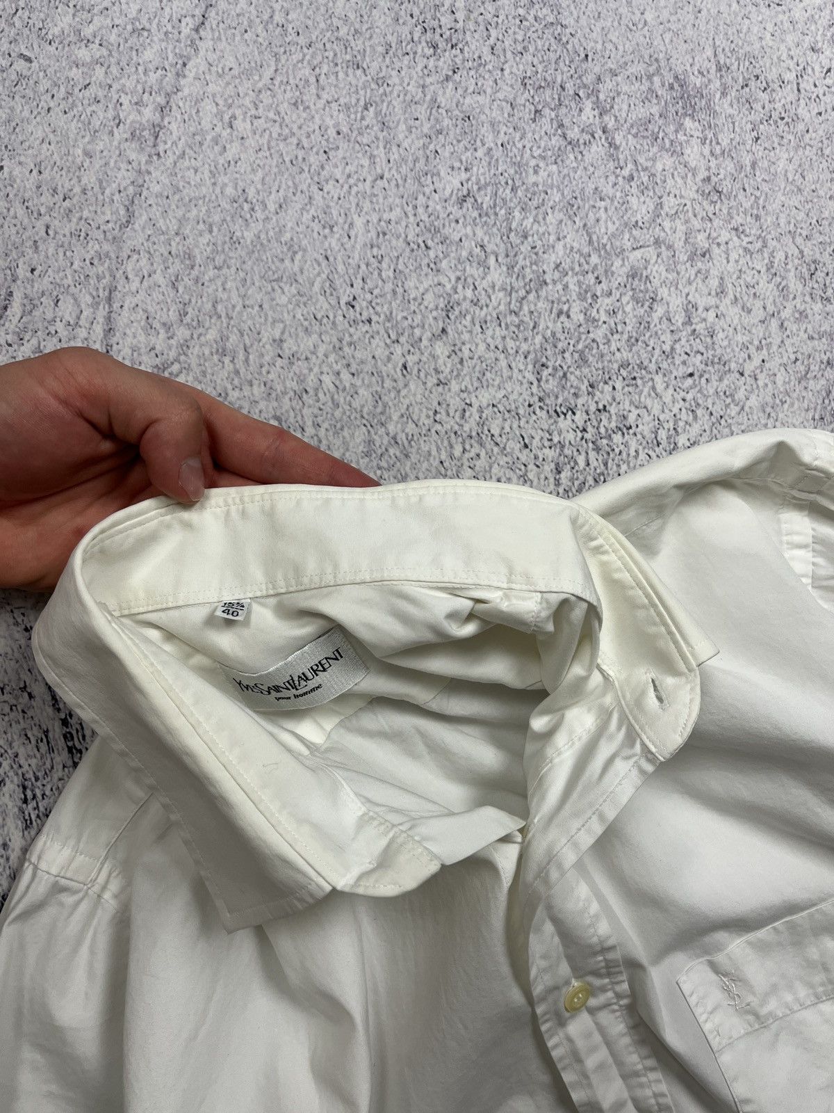 Vintage × Yves Saint Laurent Vintage 90s Yves Saint Laurent Pocket Logo Button Up Shirt Size US L / EU 52-54 / 3 - 8 Thumbnail