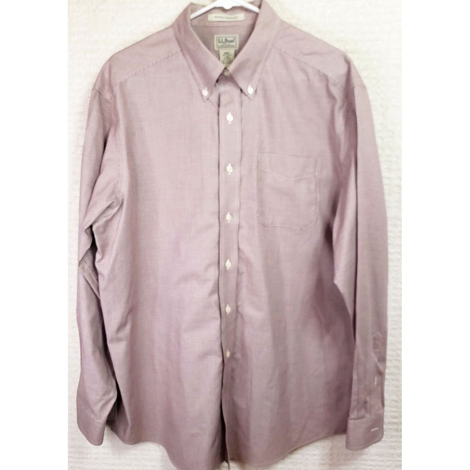 Vintage LL Bean Mens L Red Wrinkle Resistant Long Sleeve Button Up Houndstooth Shirt Mens Size US L / EU 52-54 / 3 - 3 Thumbnail