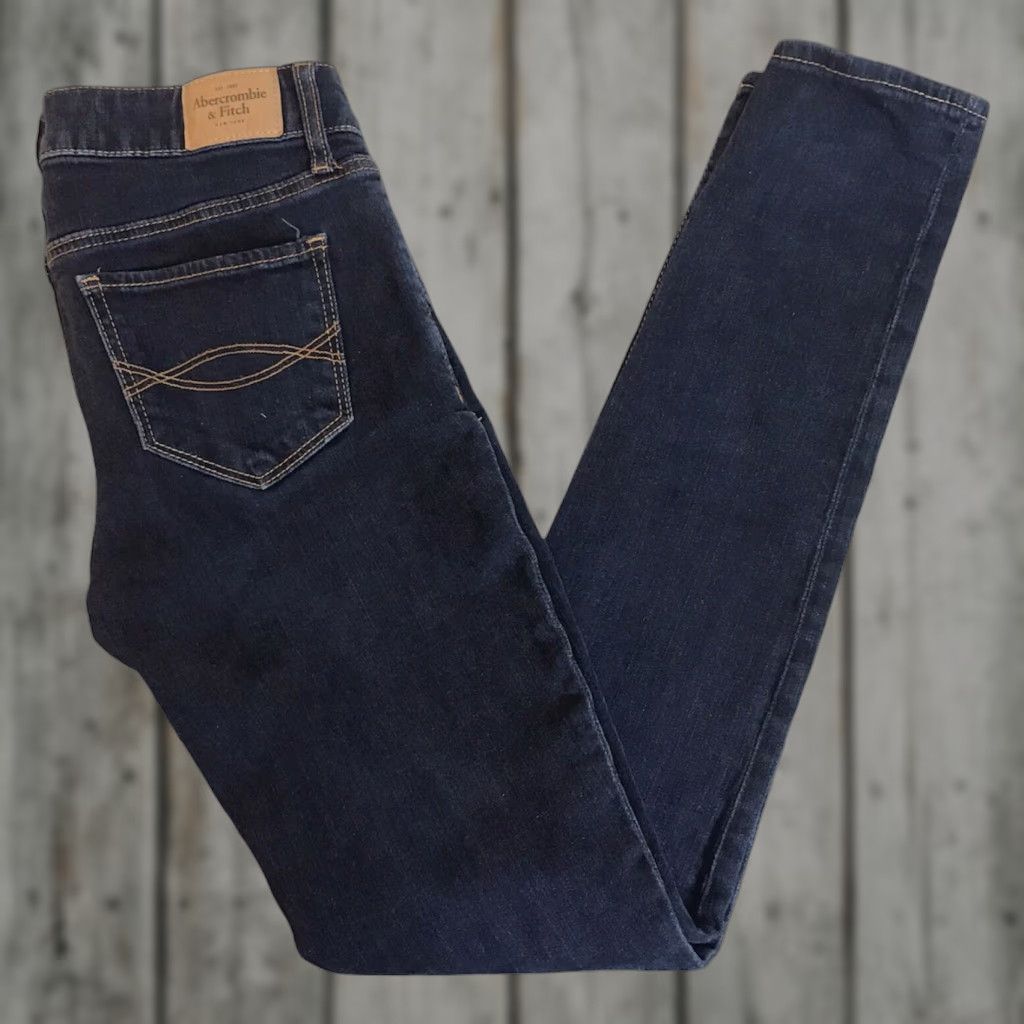 Abercrombie & Fitch VINTAGE Abercrombie & Fitch Jeans Womens Sz 0 The A&F Super Skinny Dark Wash W25 Size 25" / US 0 / IT 36 - 1 Thumbnail