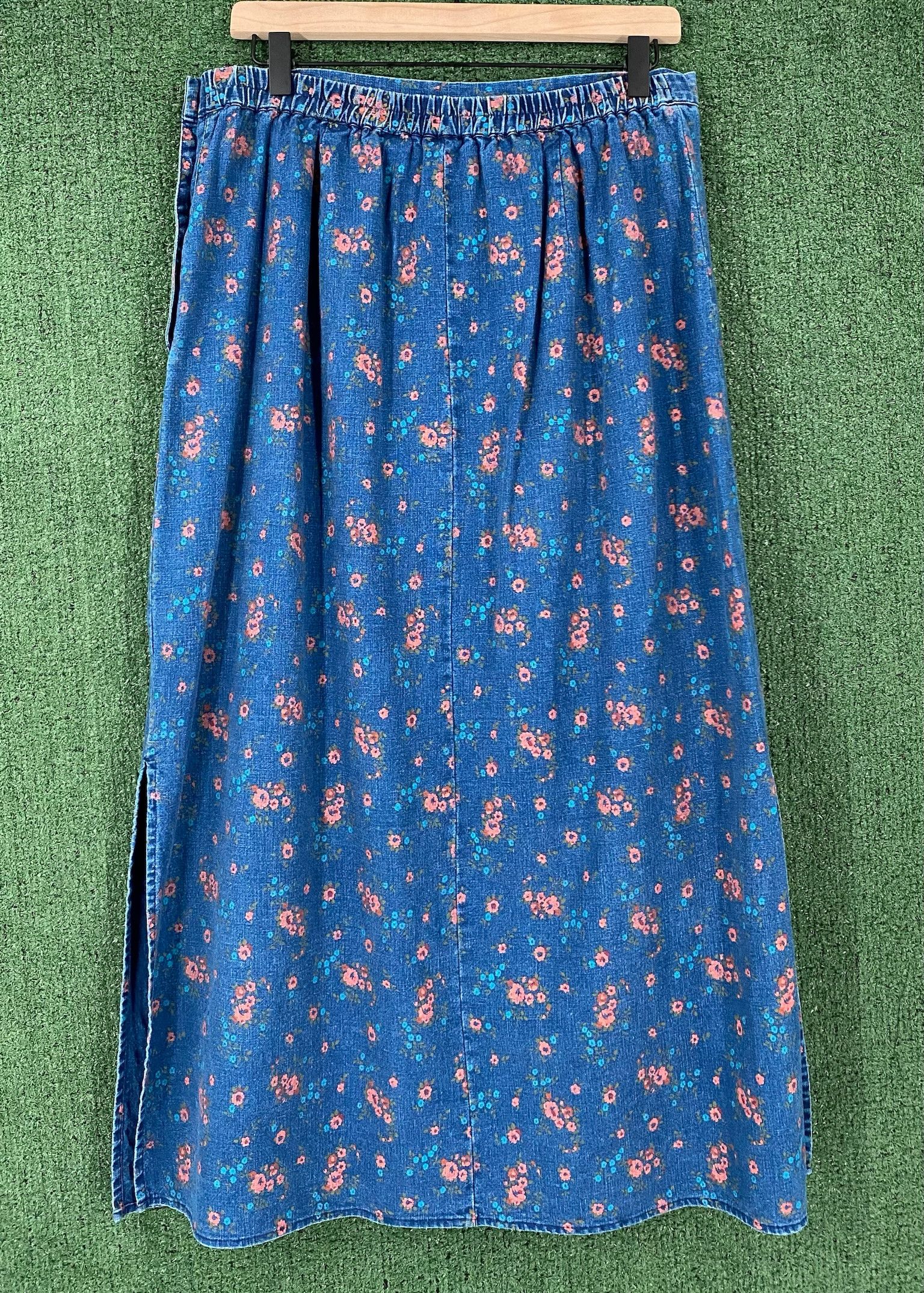 Vintage Y2K Denim Jean Floral All Over Print Long Skirt 34” Waist Size 34" / US 12 / IT 48 - 5 Thumbnail