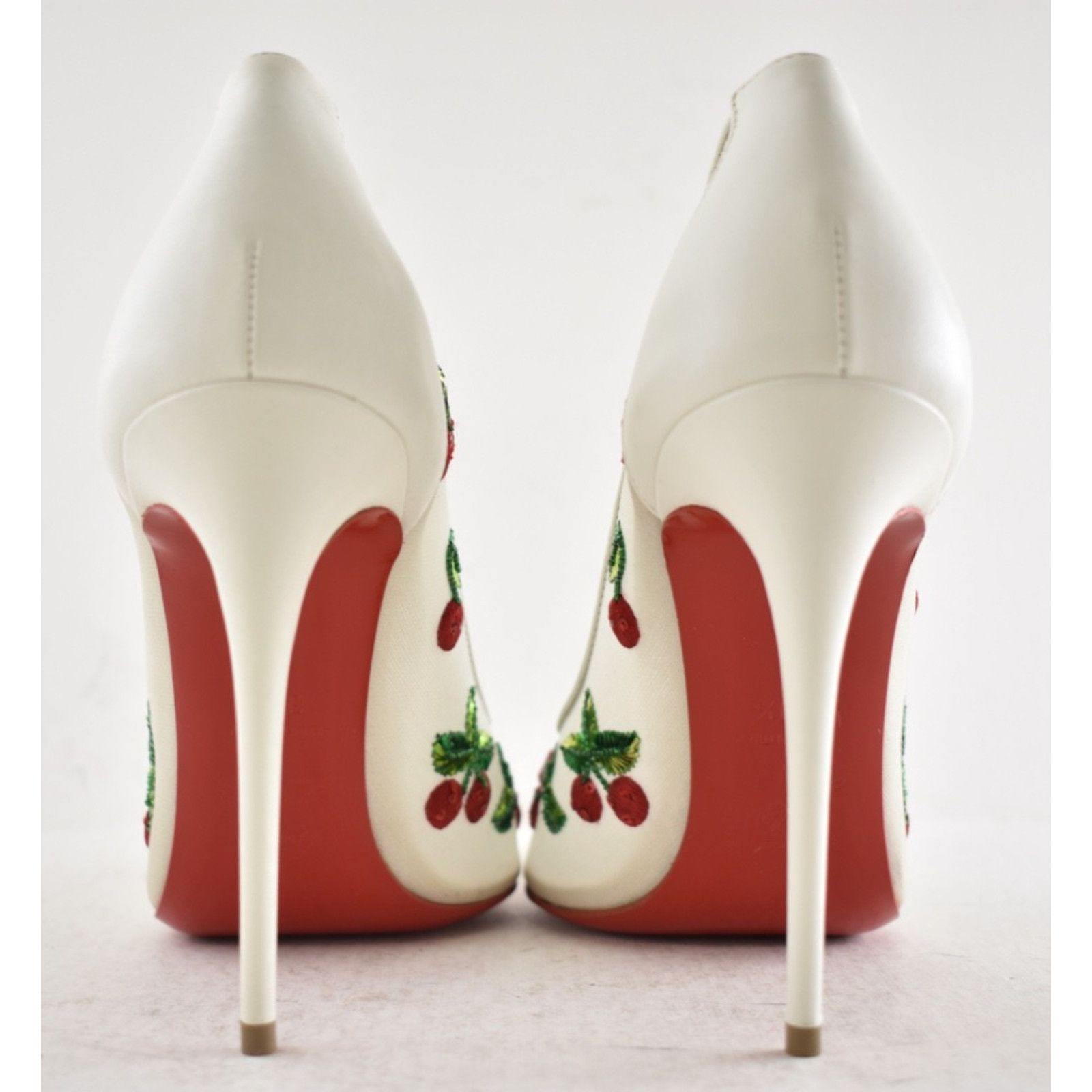 Christian Louboutin Christian Louboutin Cherrypump Latte White Organza Red 39.5 Size US 9.5 / IT 39.5 - 22 Thumbnail