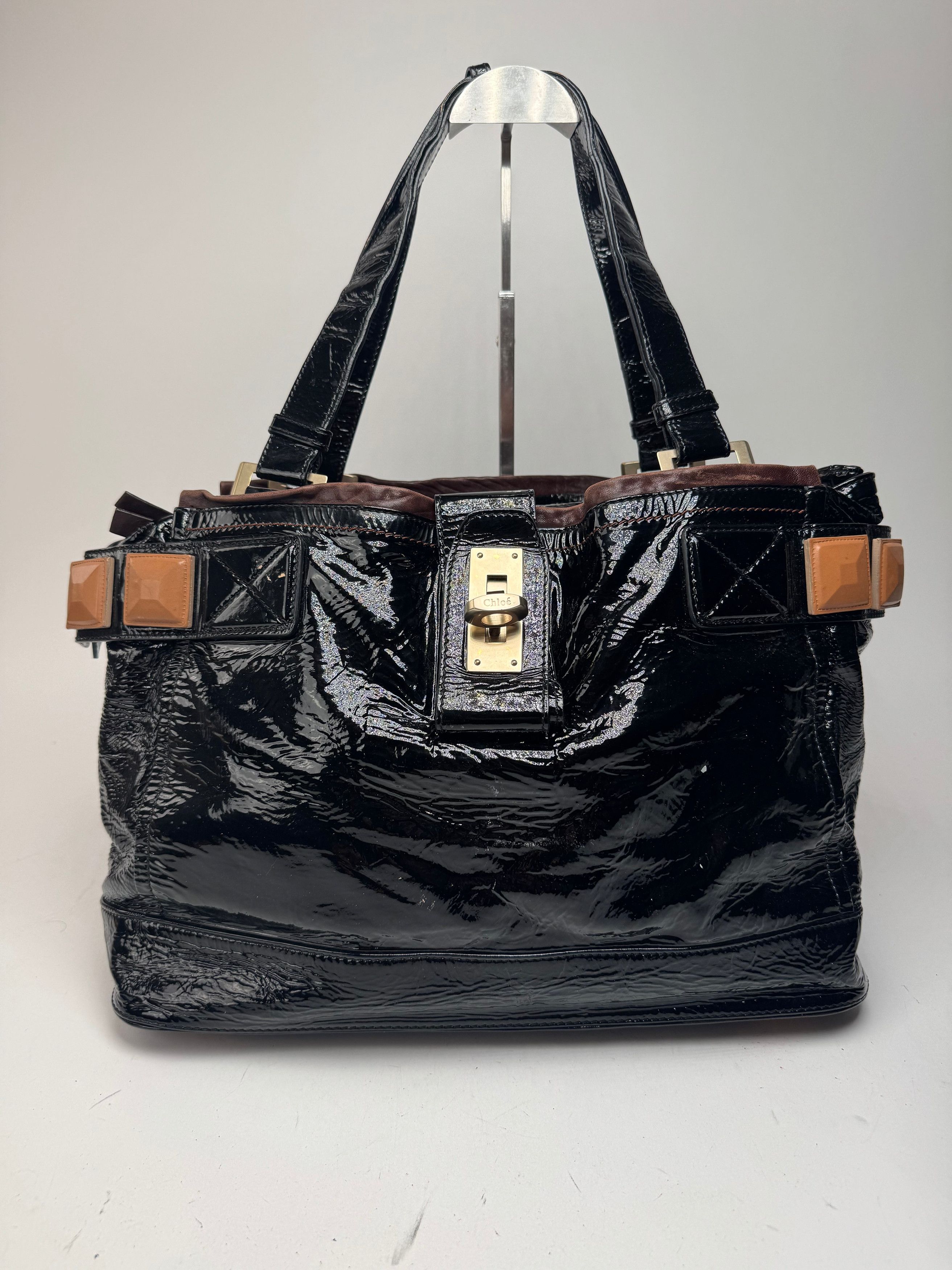 Chloe Vintage Patent Leather Paddington Tote Bag black Size ONE SIZE - 1 Thumbnail