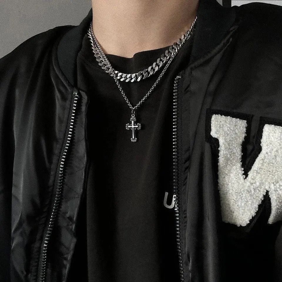 Jewelry Double Layer Chain Cross Necklace Size ONE SIZE - 4 Thumbnail
