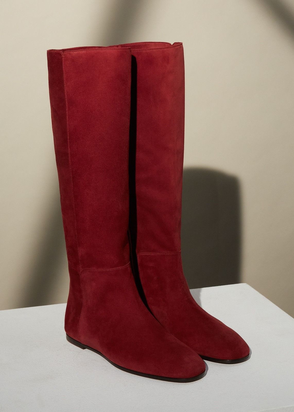 image of Loro Piana O1Loc1C0224 Flat Suede Boots In Red, Women's (Size 12)