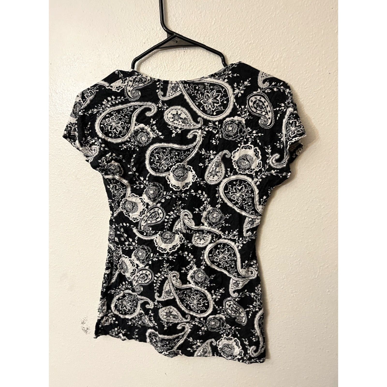 Loft Loft Blouse Shirt Women's Short Sleeve V-Neck Floral Black Size M Size M / US 6-8 / IT 42-44 - 3 Thumbnail