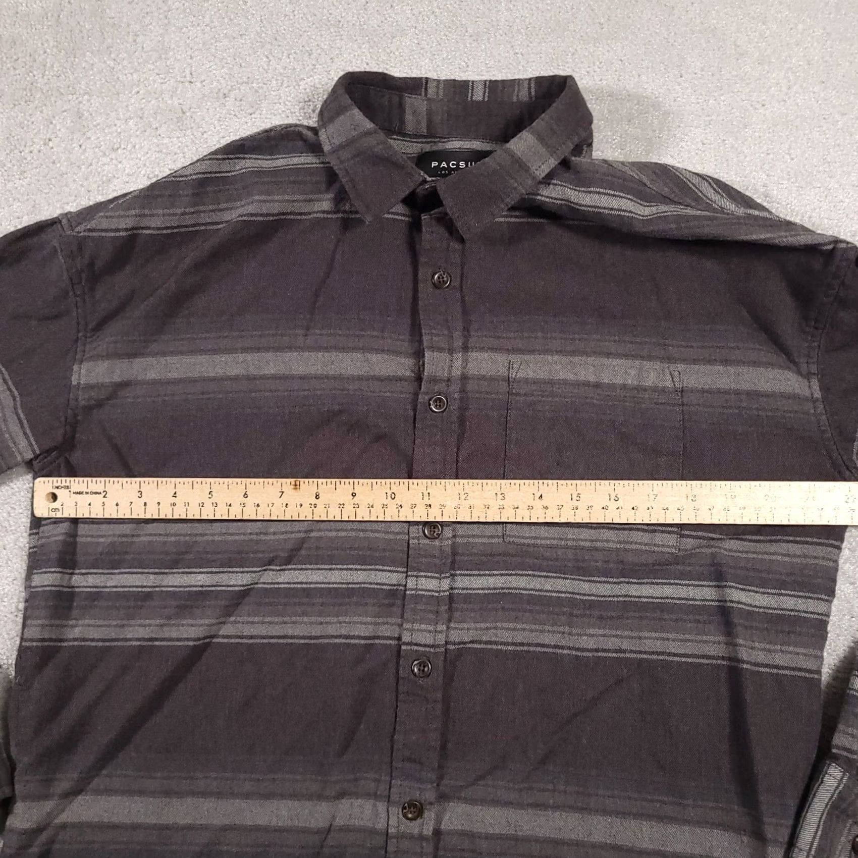 Pacsun Pacsun Shirt Mens M Medium Button-Up Gray Boxy Fit Striped Long Sleeves Flannel Size US M / EU 48-50 / 2 - 6 Thumbnail