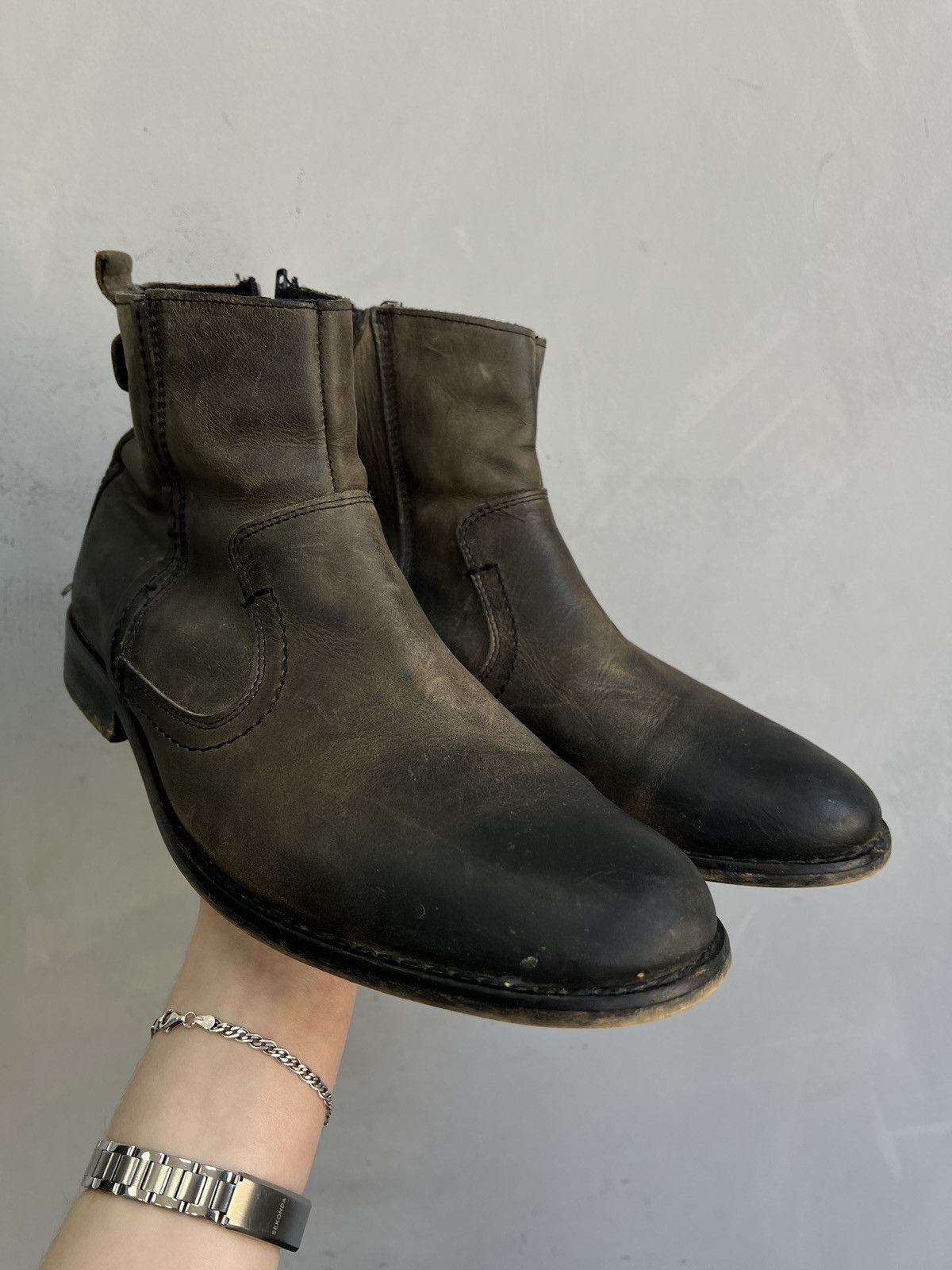 MoMA Avant garde hedi slimane style leather boots y2k archive Size US 10 / EU 43 - 2 Thumbnail