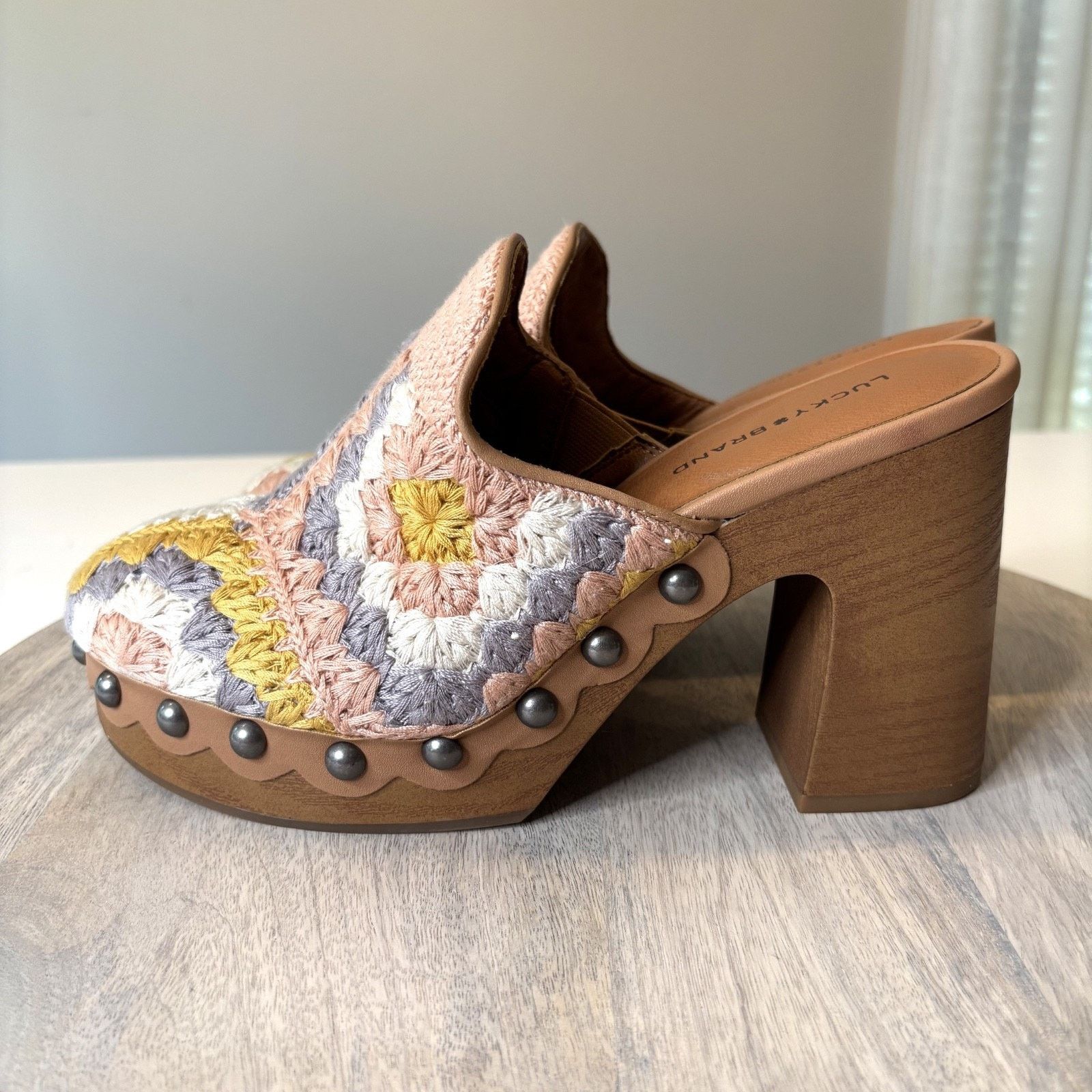 Lucky Brand Lucky Brand Immia Crochet Clogs Boho Retro Studded Size 8 Size US 8 / IT 38 - 2 Thumbnail