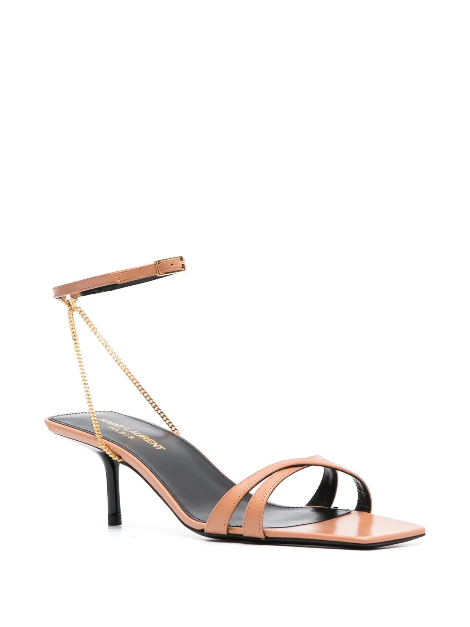 Saint Laurent Paris o1s1wg111124 Melody Sandals in Shiny Leather in Beige Size US 5.5 / IT 35.5 - 2 Thumbnail