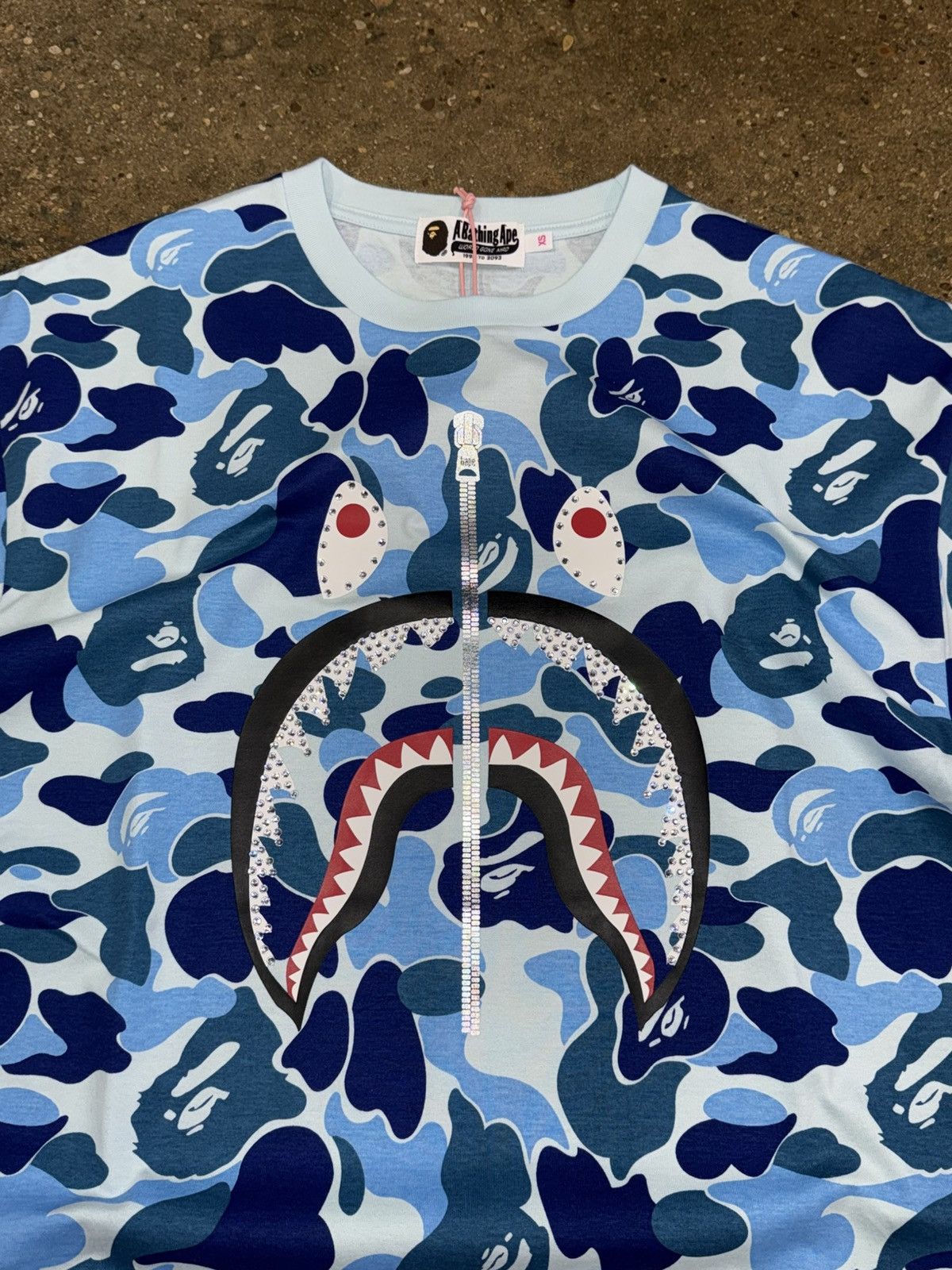 Bape ABC Crystal Stone Shark Tee Size US XS / EU 42 / 0 - 1 Thumbnail