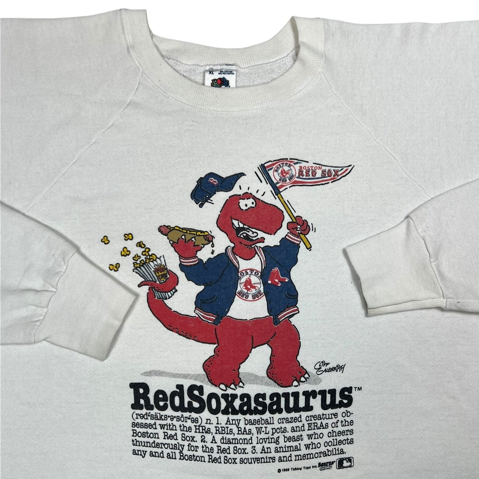 Fruit Of The Loom × MLB × Vintage 1989 Talking Tops Redsoxasaurus Boston Red Sox crewneck Size US XL / EU 56 / 4 - 2 Thumbnail