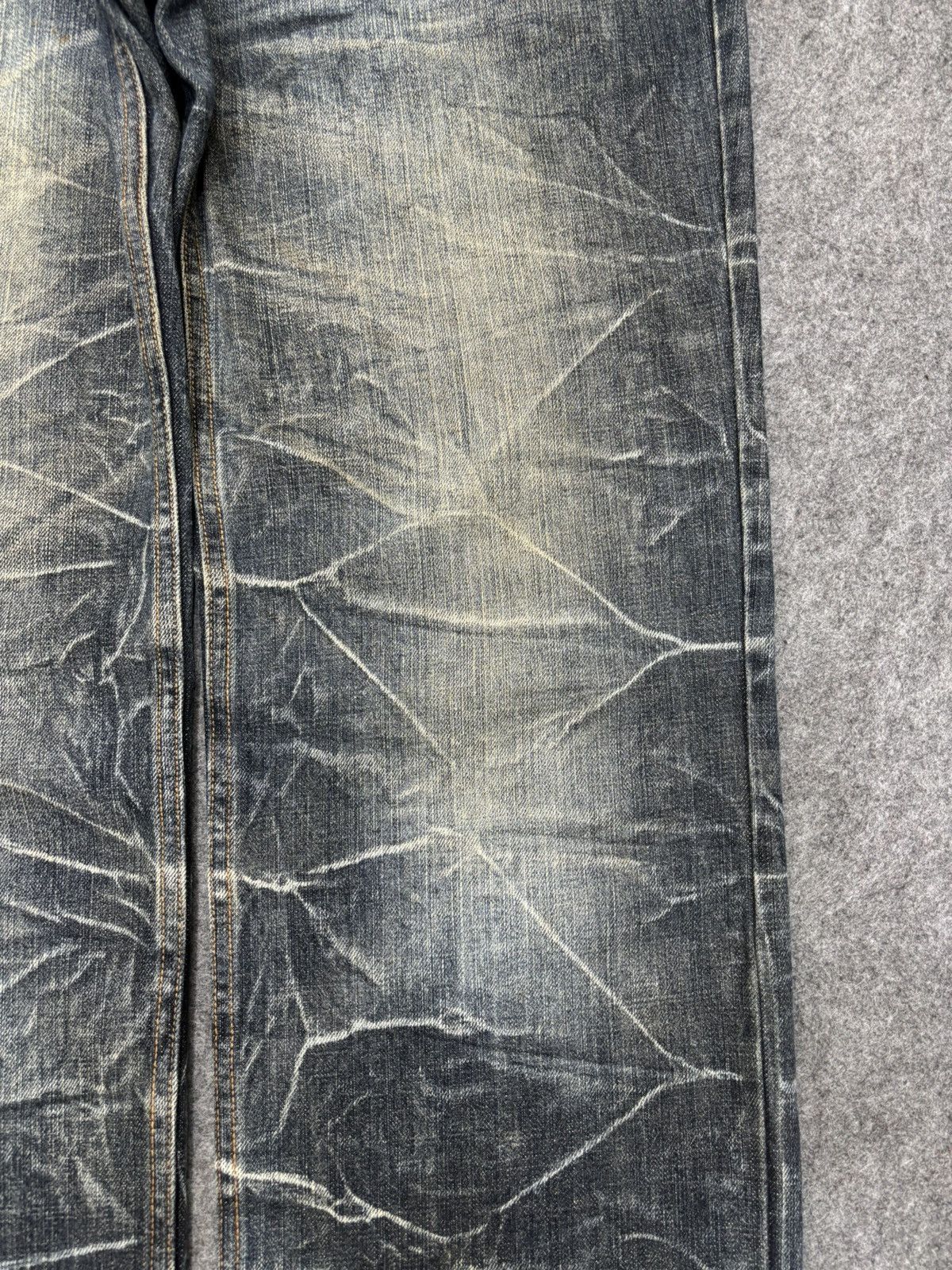 Japanese Brand 💥Double Waist💥Insane Nylaus Folding Fades Style Denim F657 Size US 33 - 6 Thumbnail