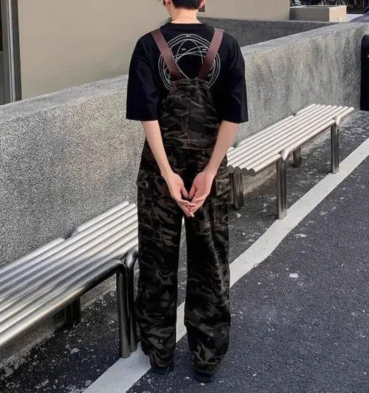 Japanese Brand Retro Loose Straight Camo Back Strap Jeans Size US 32 / EU 48 - 4 Thumbnail