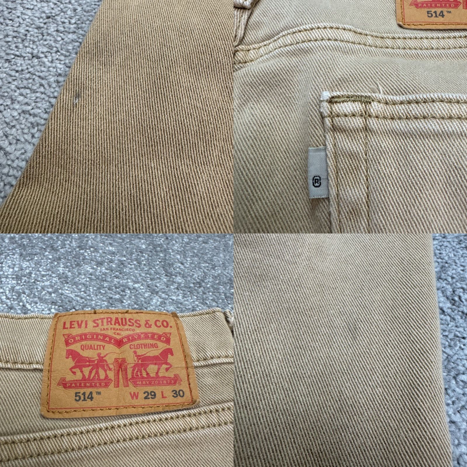 Levi's Levi's 514 Jeans Mens 30x27 Khaki Brown Cotton Denim Straight Regular Comfort Stretch Size US 30 / EU 46 - 8 Thumbnail