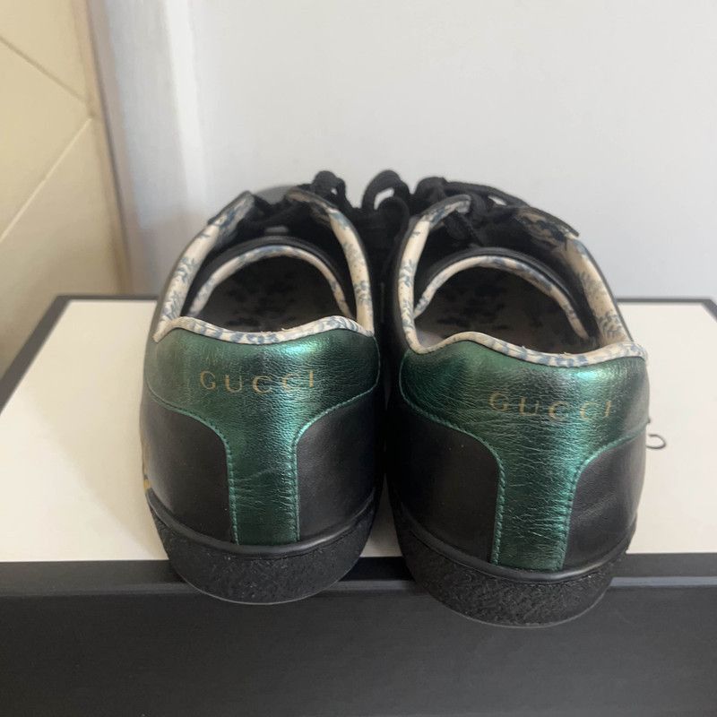 Gucci Gucci Ace Black Leather Low-Top Sneakers - Size US 9 / EU 42 - 3 Thumbnail