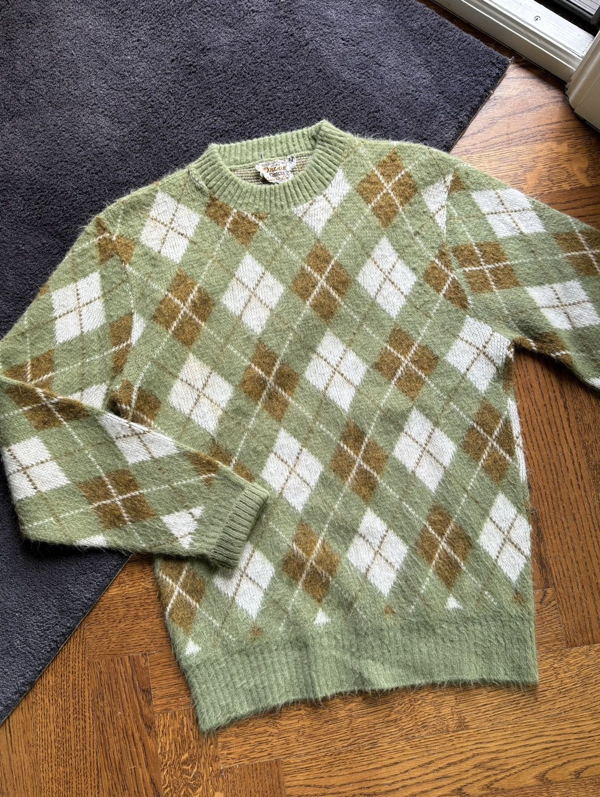 Japanese Brand × Vintage 1960s Argyle Sweater True Vintage Mohair Shag ACNE Crewneck Size US M / EU 48-50 / 2 - 1 Thumbnail