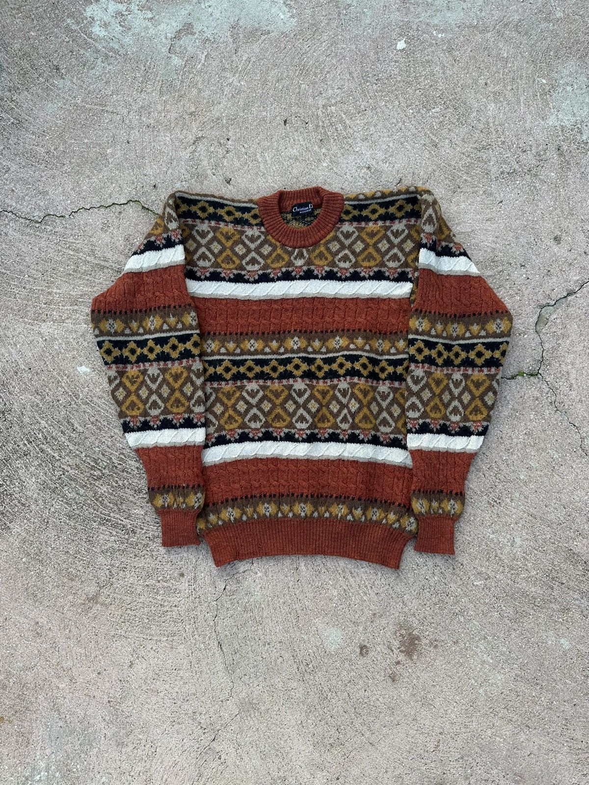 Image of Christian Dior Monsieur Christian Dior Sweater Vintage in Brown, Men's (Size Small)