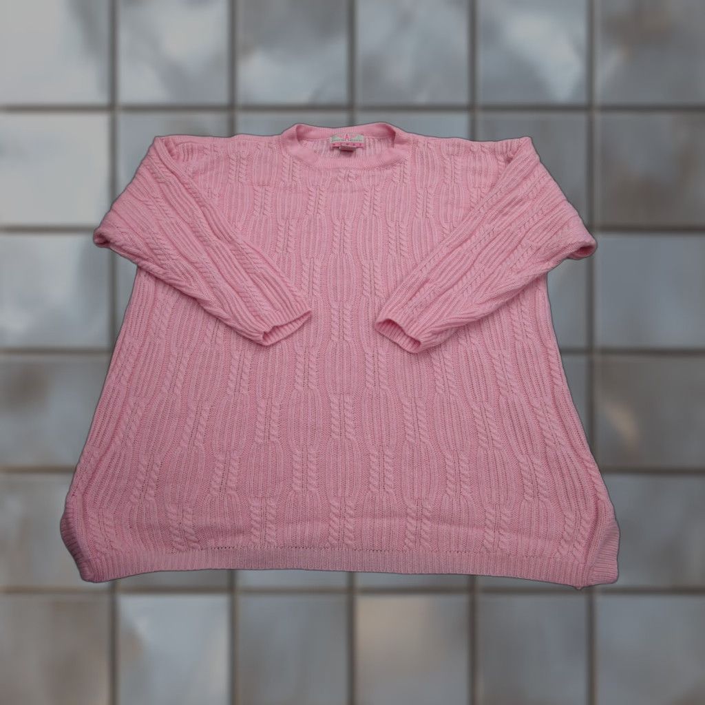 Pinko VINTAGE Fisherman Sweater Womens 1X Pink Cable Knit Pullover Knit 90s Y2K Size XL / US 12-14 / IT 48-50 - 1 Thumbnail