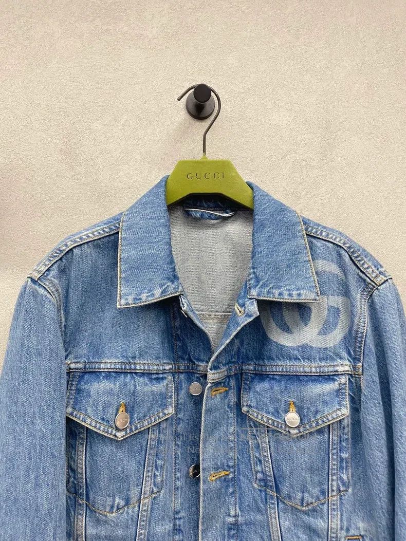 Gucci Gucci Double G printed logo denim jacket Size US S / EU 44-46 / 1 - 4 Thumbnail