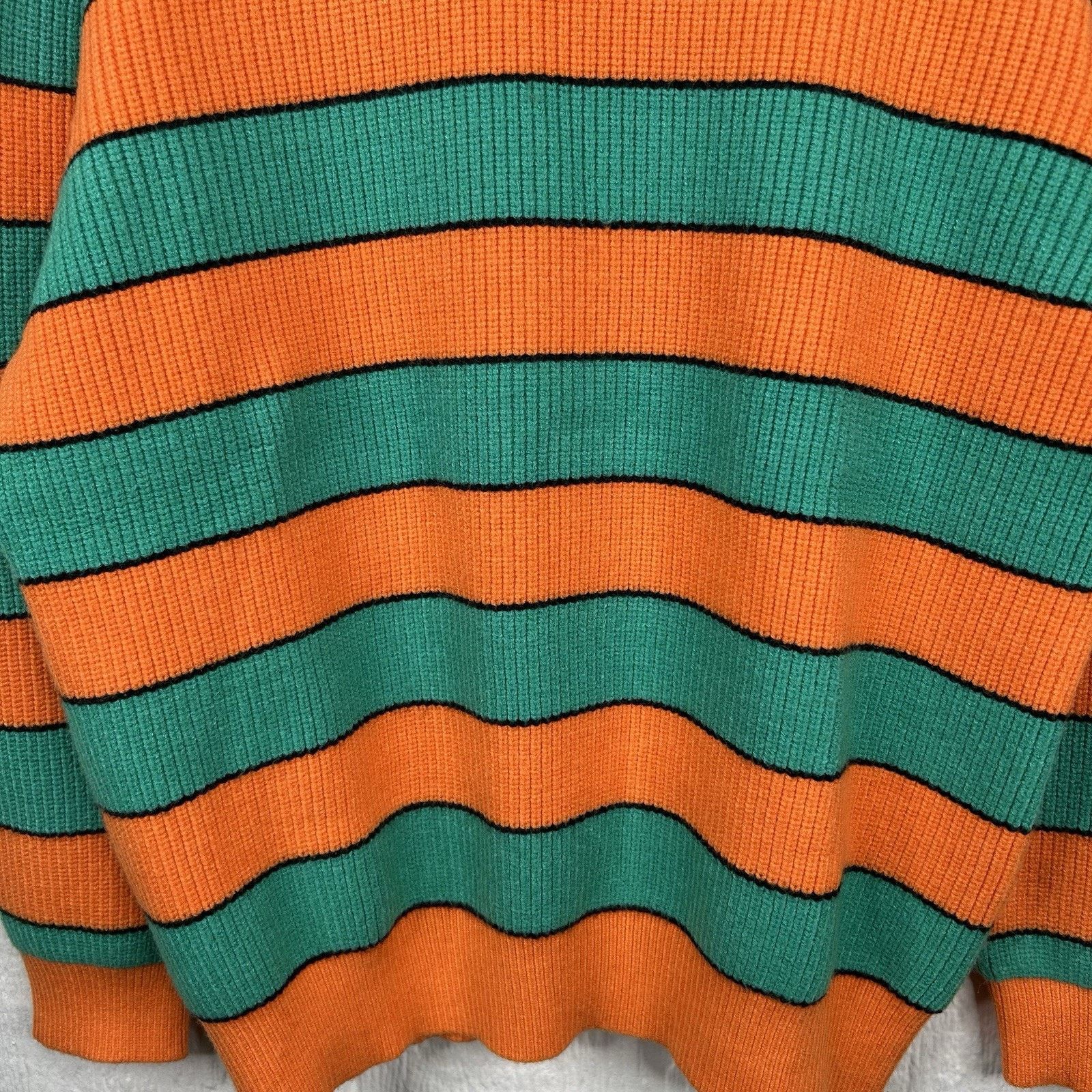 Cider 90's Cidar Tight-Knit Green & Orange Soft Sweater Small Size S / US 4 / IT 40 - 4 Thumbnail