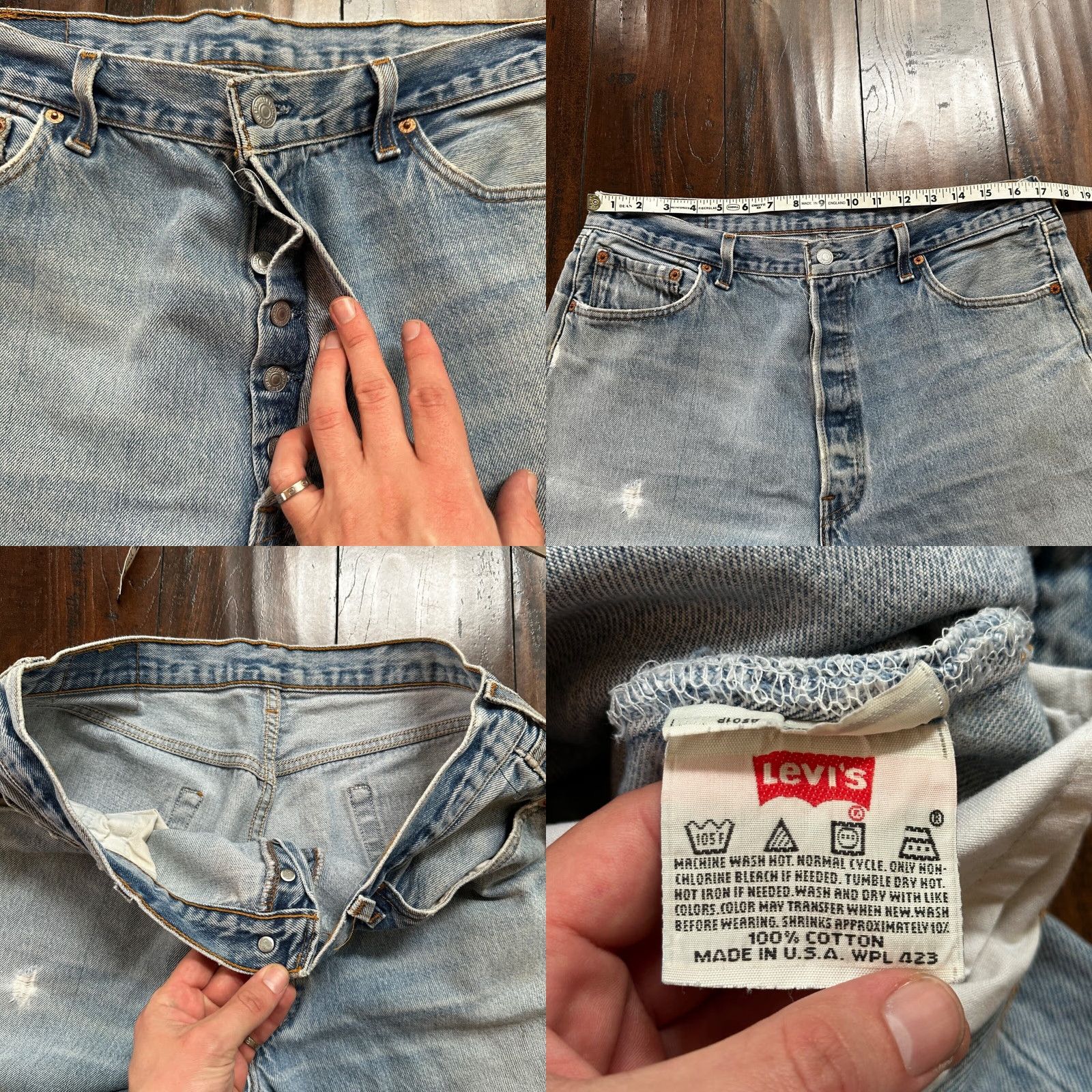 Levi's VTG Levi's 501 Jeans - Button Fly - Straight Leg - 38x33 USA Tag - Blue Denim - Mens Vintage 90s 501 Series Size US 38 / EU 54 - 8 Thumbnail