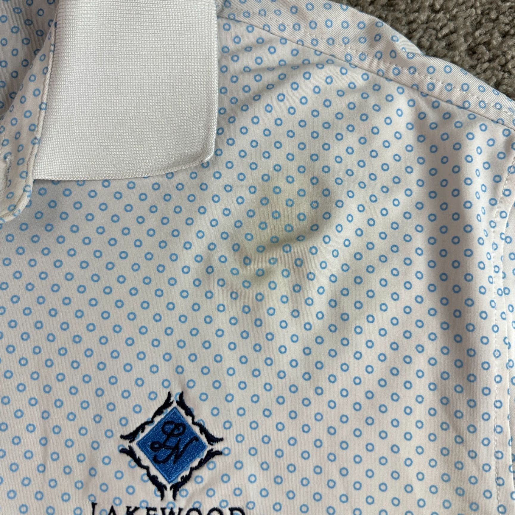 Footjoy FootJoy Polo Shirt Mens Large White Geometric Lightweight Golfing Button Collar Shirt Polo Size US L / EU 52-54 / 3 - 4 Thumbnail