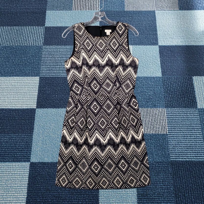 J.Crew J.CREW Dress Womens 2 Black Mini Sheath Tank Sleeveless Aztec Boho Tribal Geometric Pattern Knee Length Casual Party/Cocktail Dress Mens Size XS / US 0-2 / IT 36-38 - 1 Thumbnail
