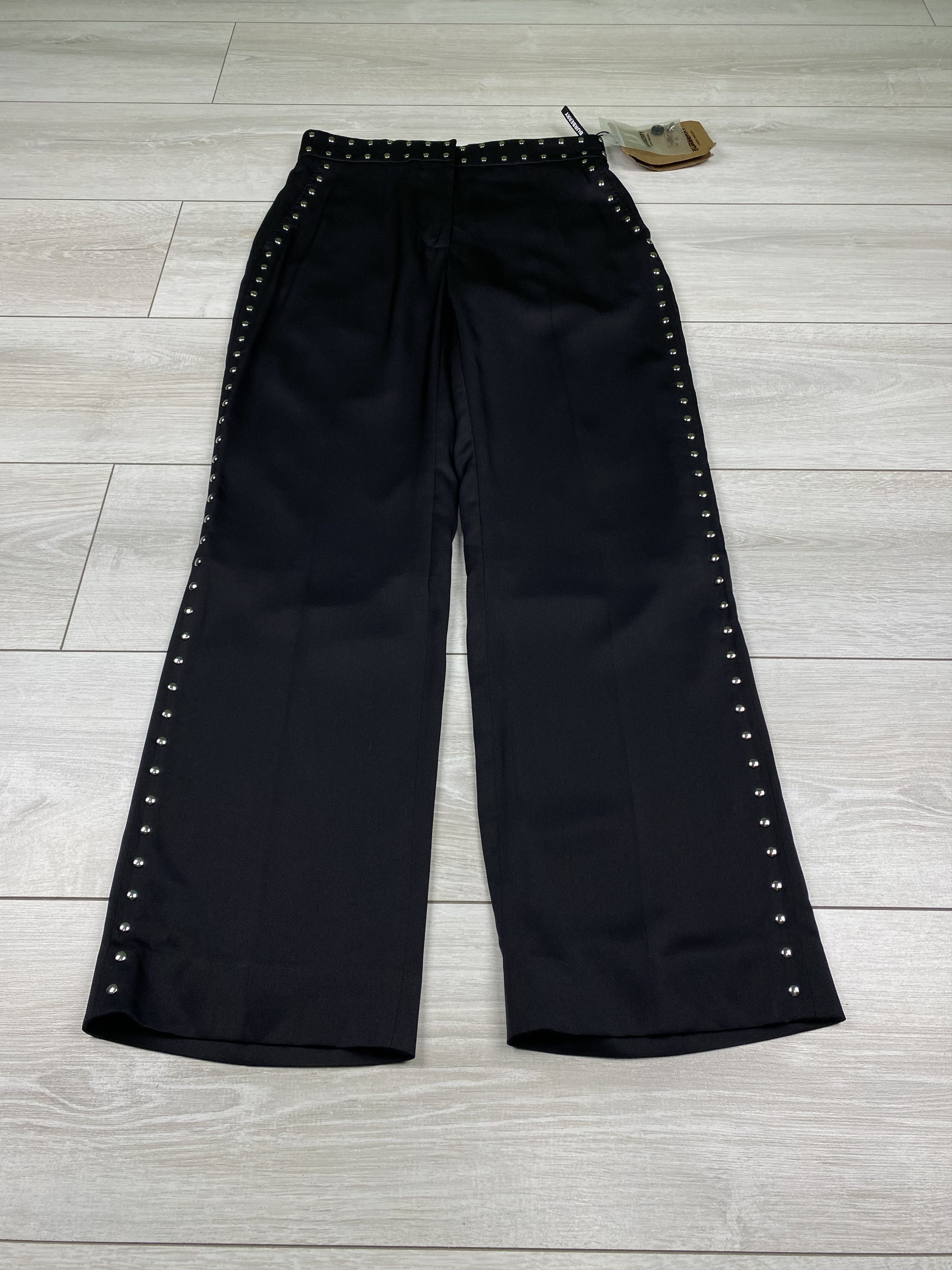 Burberry Burberry Black Silk Satin Studded Tailored Trousers pants Size 24" / US 00 / IT 34 - 5 Thumbnail