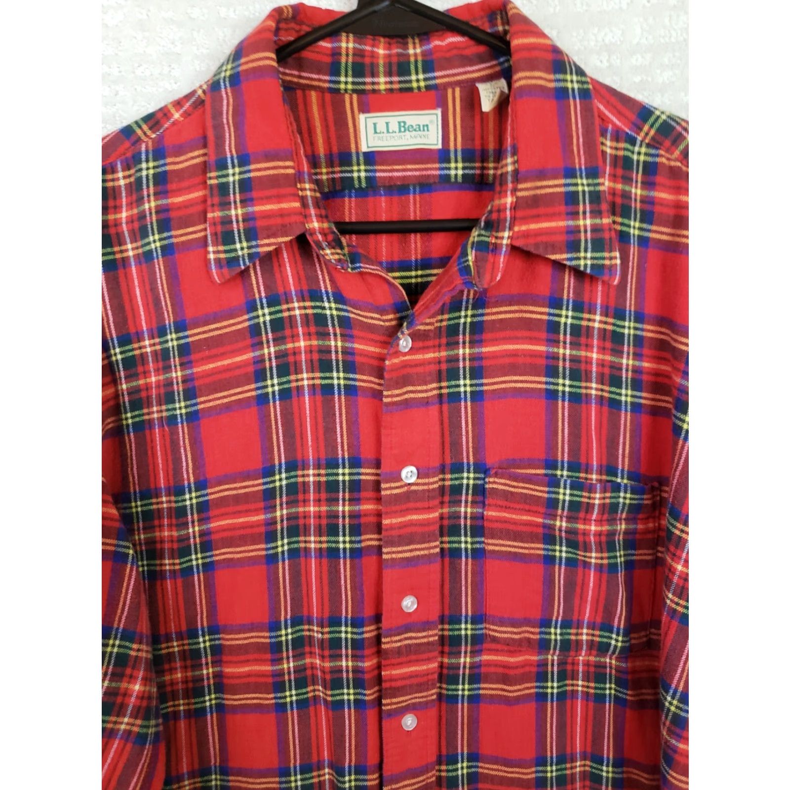 Vintage LL Bean Flannel Shirt Mens XLT Tall Red Tartan Plaid Long Sleeve Button Up Size US XL / EU 56 / 4 - 3 Thumbnail