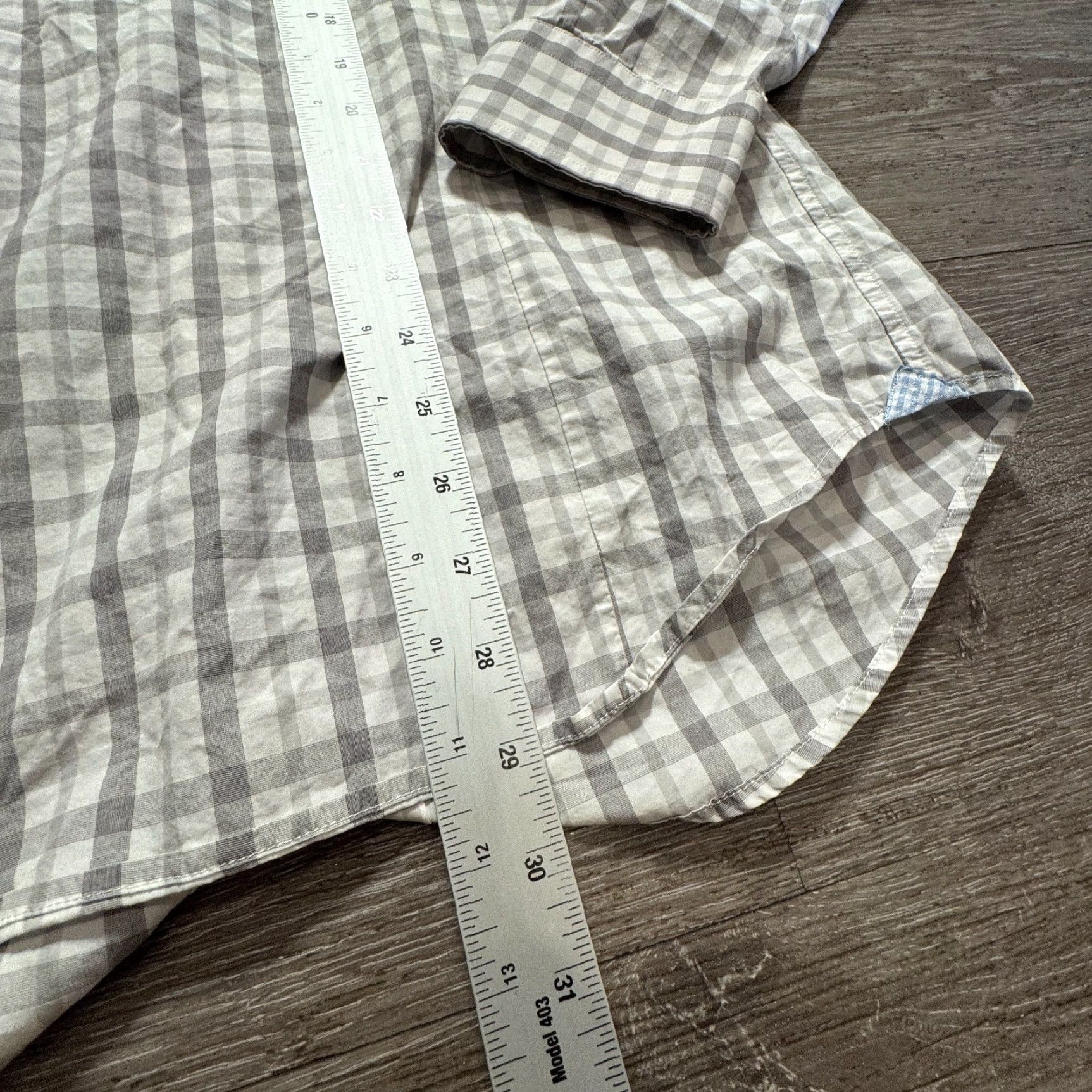 Banana Republic Banana Republic Shirt Mens Medium Gray Plaid Button-Up Grant 120 Supima Cotton Size US M / EU 48-50 / 2 - 7 Thumbnail