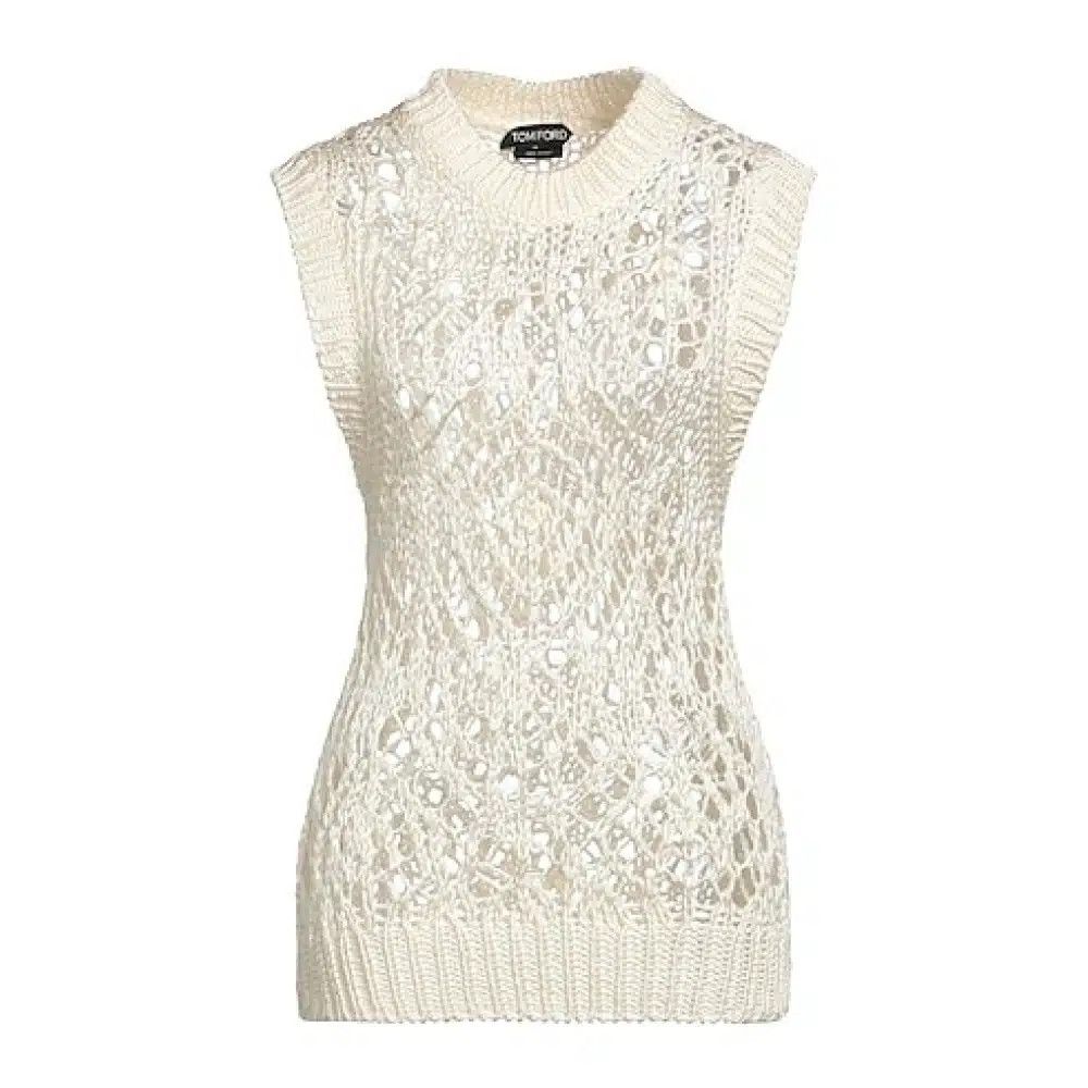 Tom Ford o1loc1c0625 TSK294 Silk Crochet Gilet in White Size S / US 4 / IT 40 - 1 Thumbnail