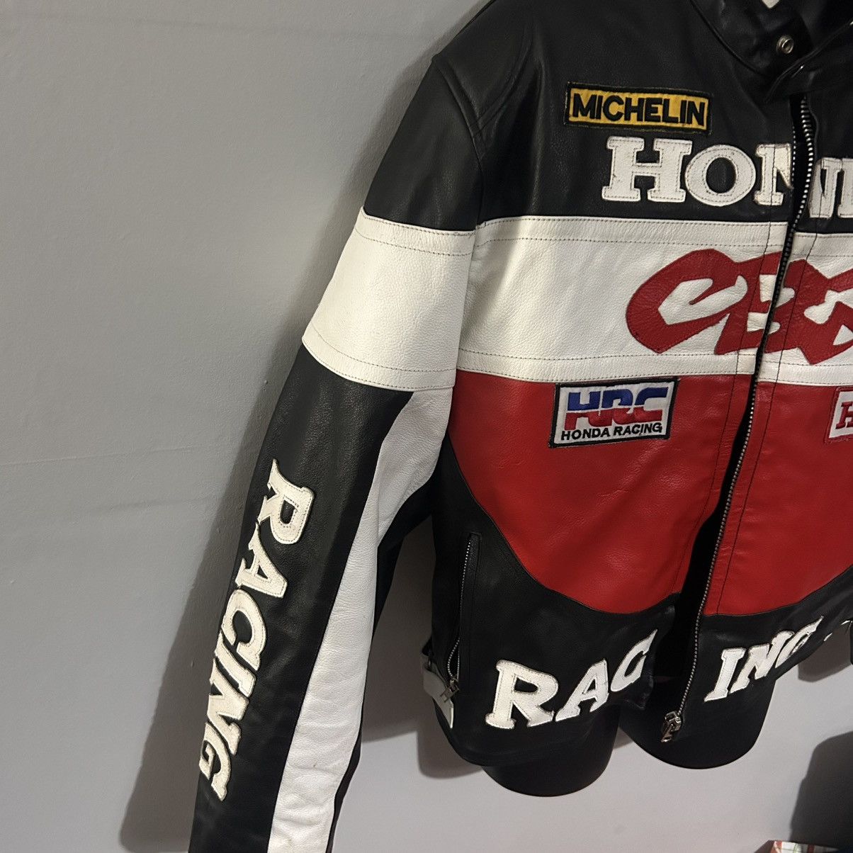 Honda Honda Racing CBR black Leather biker/ motorcycle jacket 3XL Size US XXL / EU 58 / 5 - 3 Thumbnail