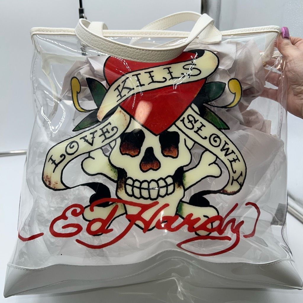 Ed Hardy Ed Hardy “Love Kills Slowly” Anti Valentine See Through Tote Size ONE SIZE - 6 Thumbnail