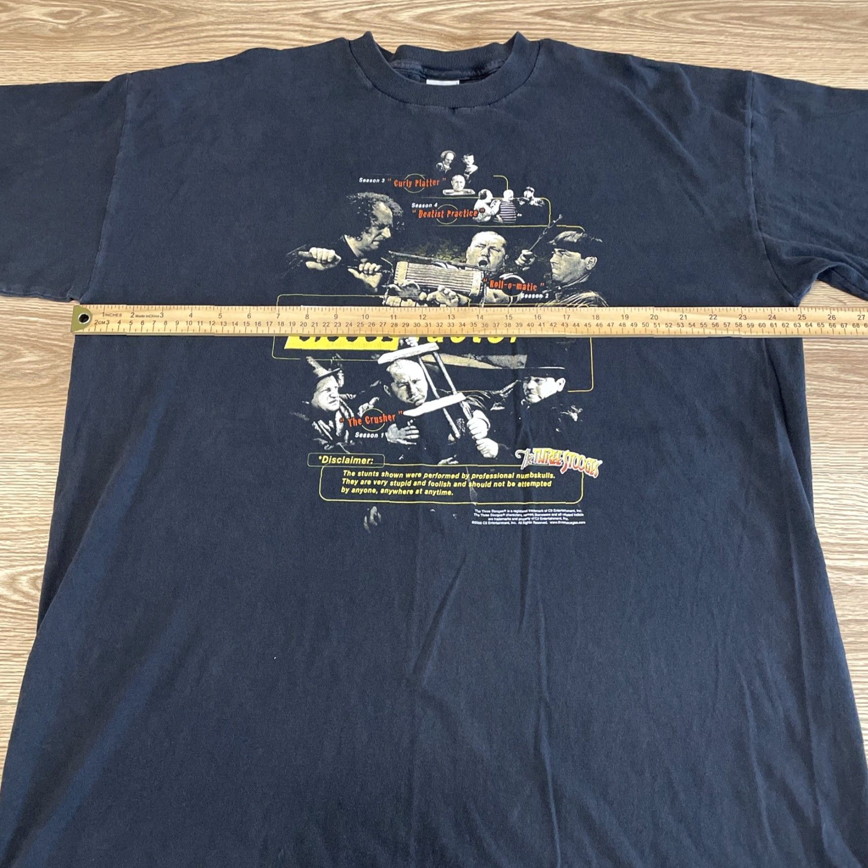 Gildan Vintage The Three Stooges Fear Factor Parody T-Shirt Men 2XL Black Funny 2000s Size US XXL / EU 58 / 5 - 6 Thumbnail