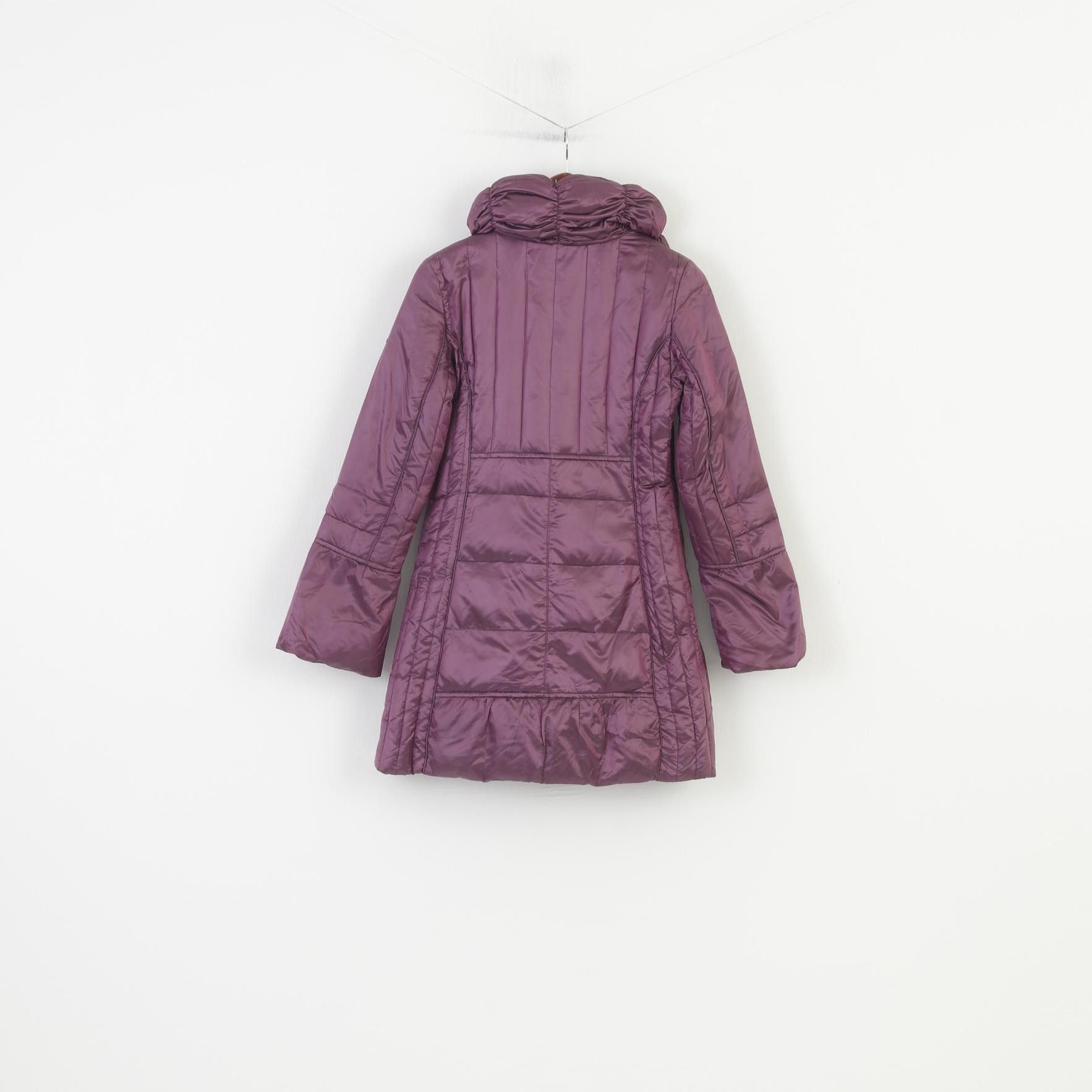 Vintage Feyem Women S Jacket Purple Shiny Nylon Padded Long 10830 Size S / US 4 / IT 40 - 9 Thumbnail