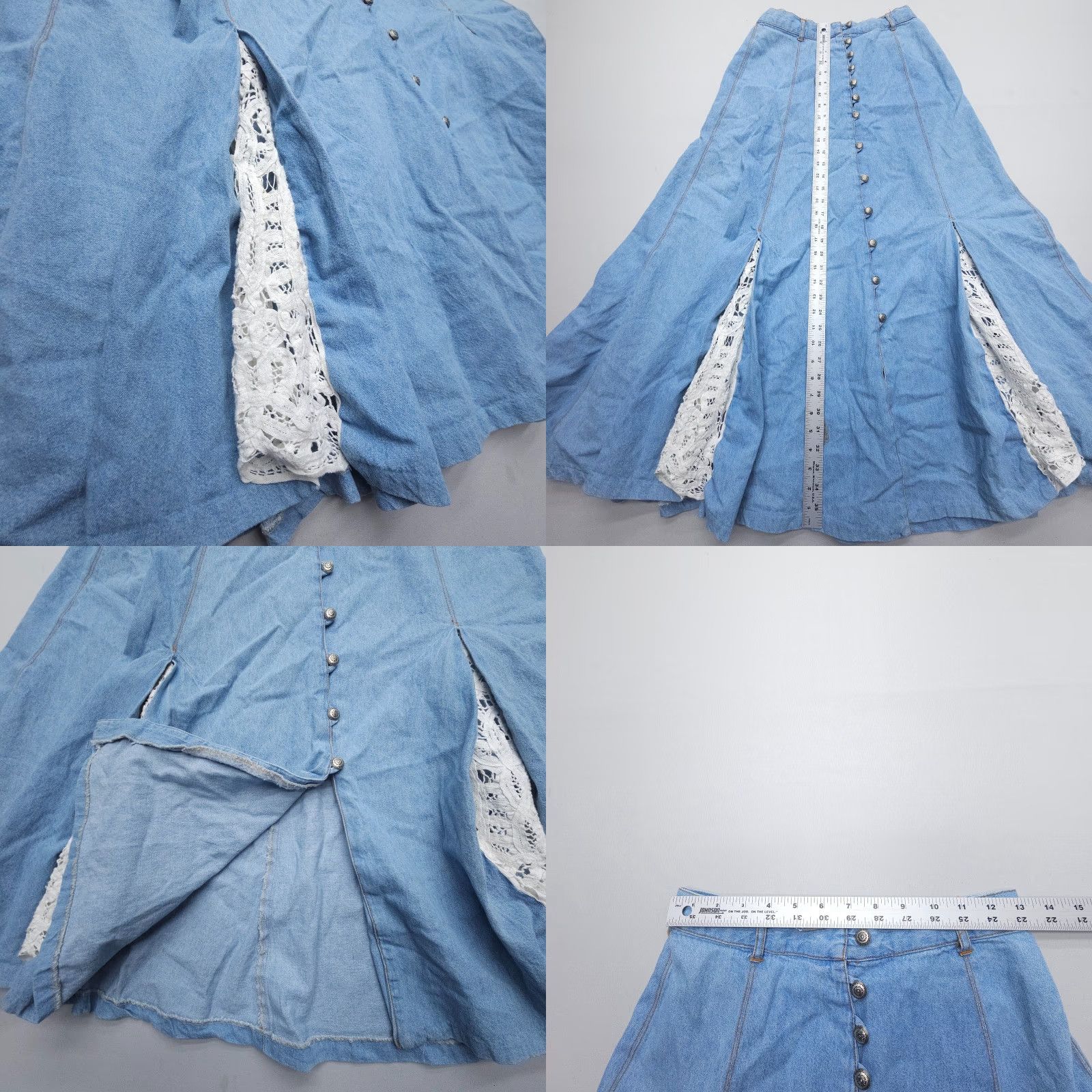 Vintage VINTAGE Panhandle Slim Denim Skirt Adult Size 7 Blue Lace A-Line 90s Southwestern Boho Womens Size 28" / US 6 / IT 42 - 8 Thumbnail
