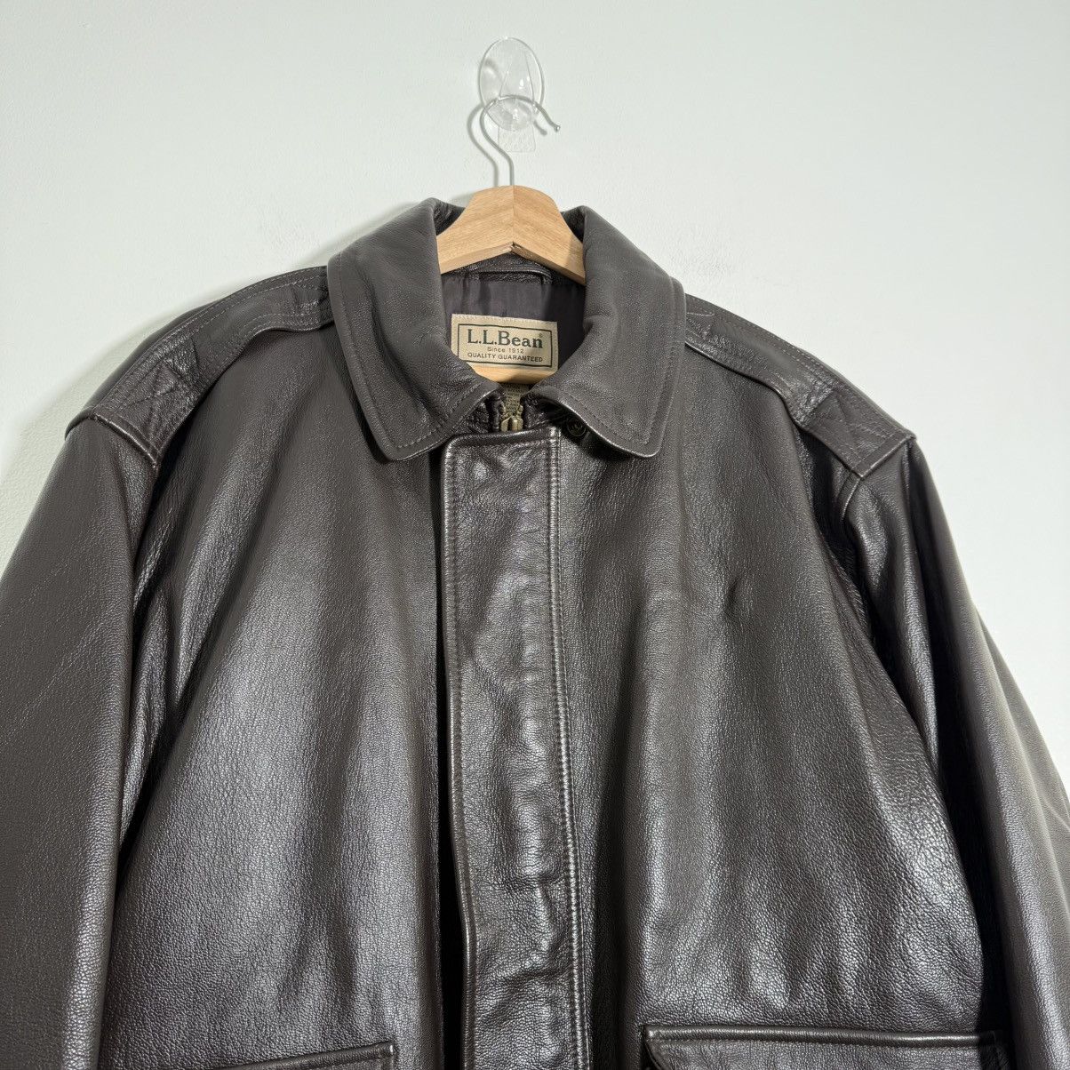 L.L. Bean Vintage LL Bean A2 Leather Flight Jacket Black Rare Sz Large Size US L / EU 52-54 / 3 - 4 Thumbnail
