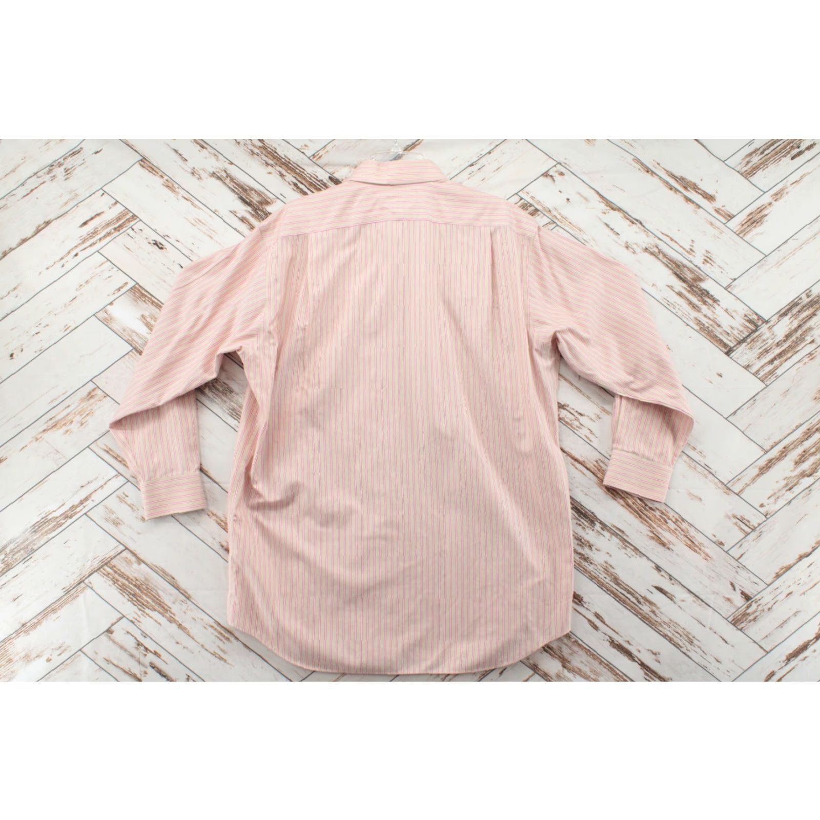 Vintage Paul Fredrick Shirt Men's 16.5 Beige Red Striped Two-Ply Cotton Dobby Casual Shirt Size US XL / EU 56 / 4 - 3 Thumbnail
