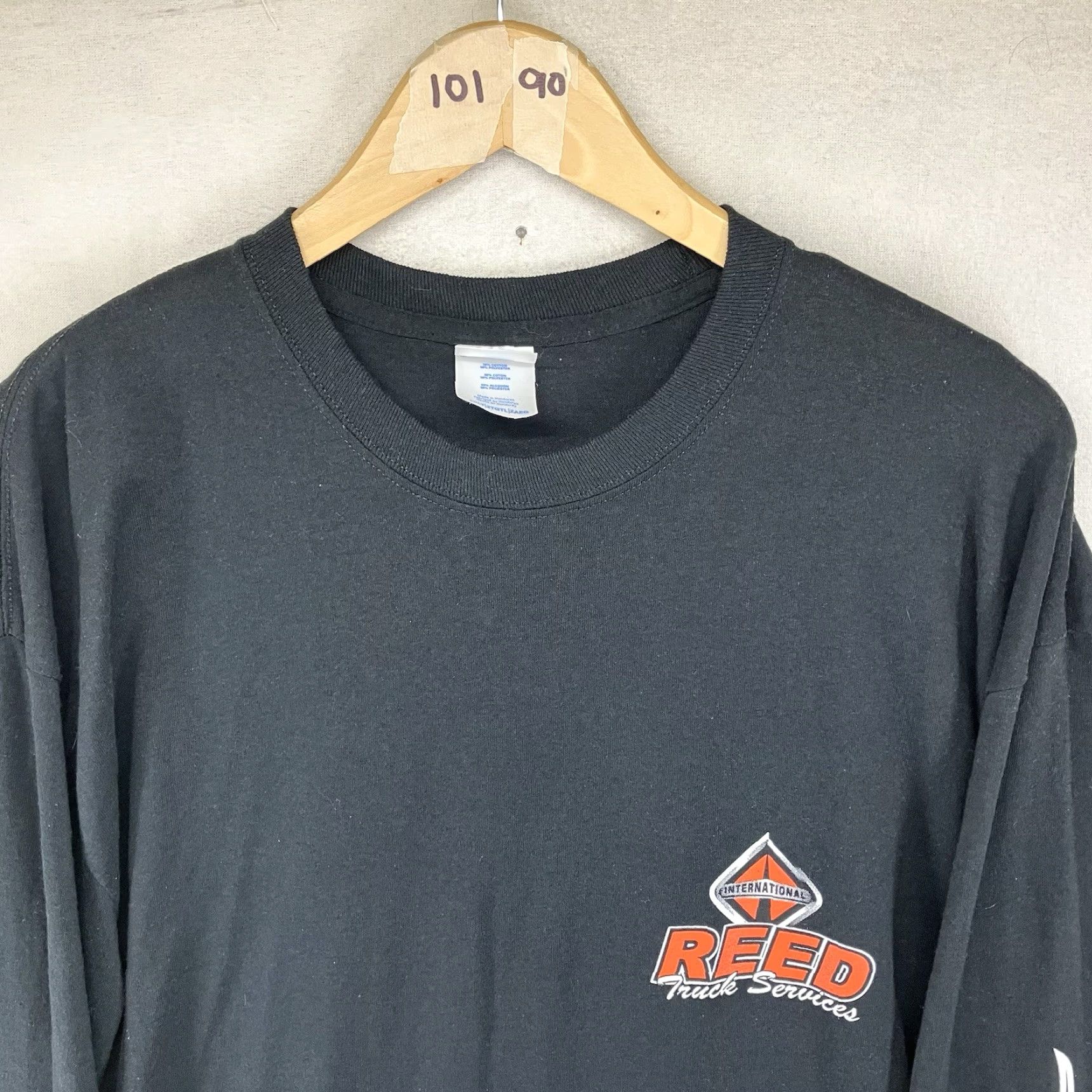 Port & Company VINTAGE Port & Company T-Shirt 2XLT Black Crew Neck Long Sleeve Graphic Print Biker Flame Logo Reed Trucking USA 2000s Men Mens Size US XXL / EU 58 / 5 - 6 Thumbnail